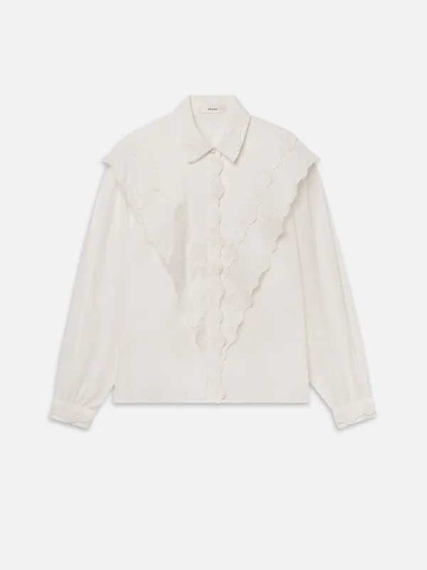 The Poplin Equestrian Shirt -- White made by Frame Denim