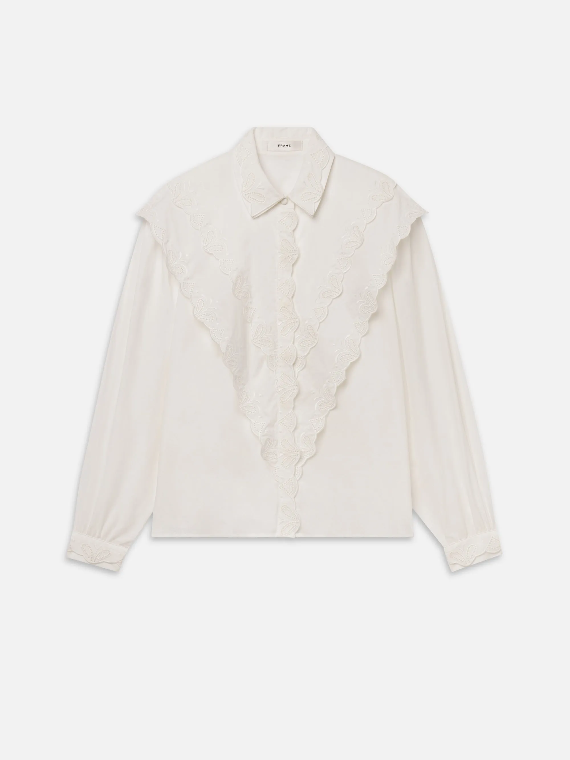 The Poplin Equestrian Shirt -- White sold by Frame Denim