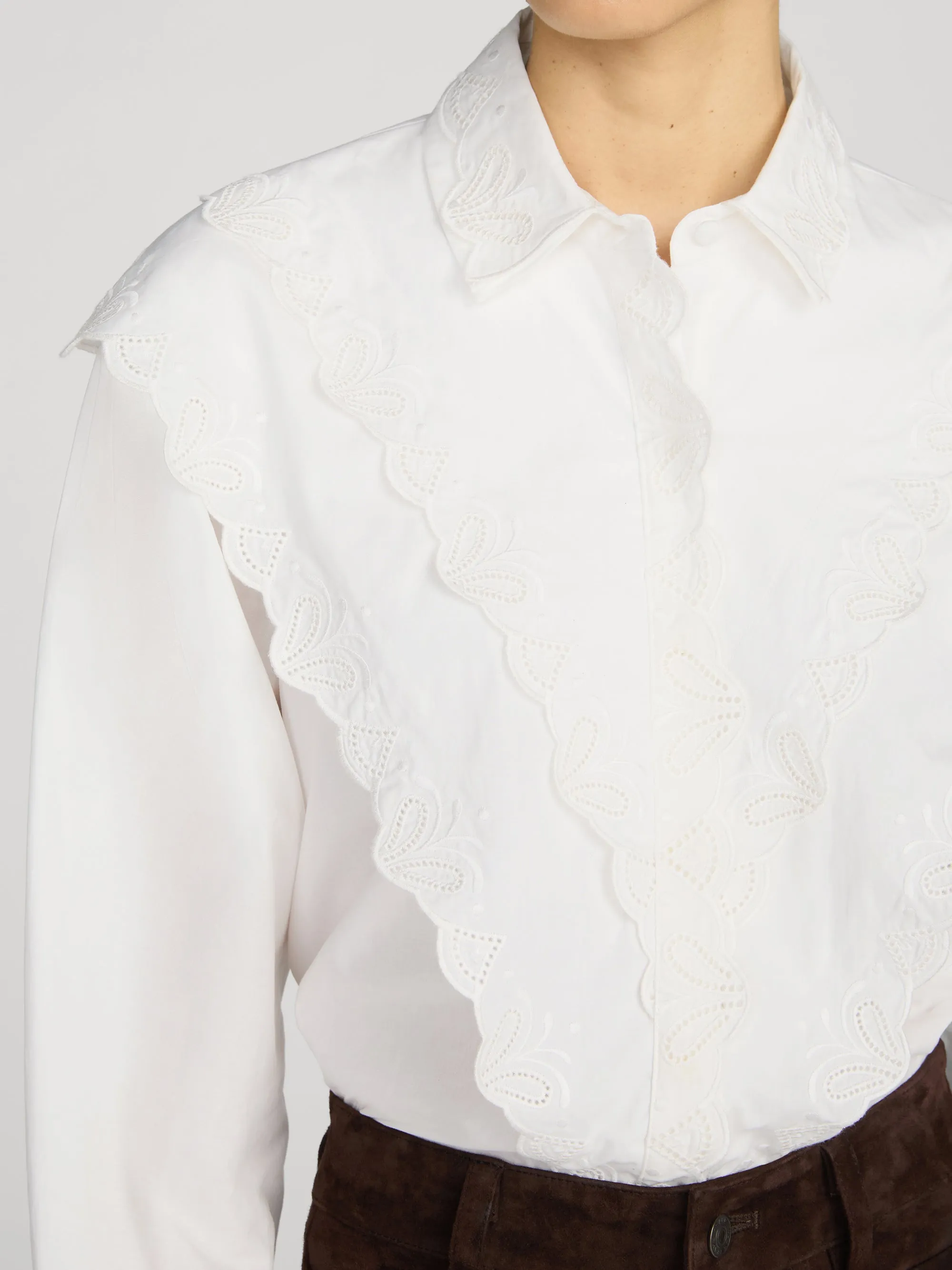 The Poplin Equestrian Shirt -- White sold by Frame Denim product image thumbnail 5