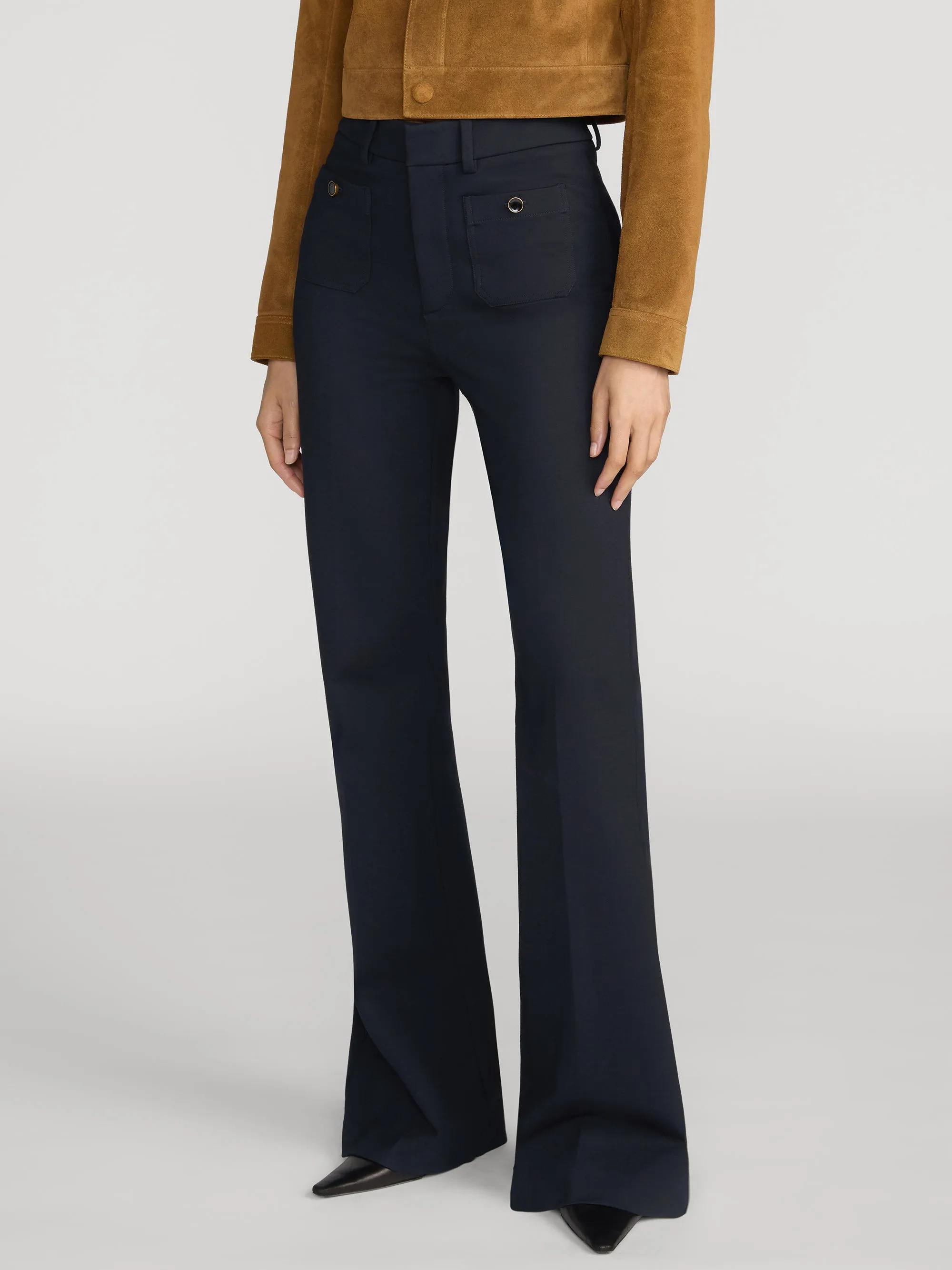 The Flare Trouser Shrunken Pocket -- Navy sold by Frame Denim product image thumbnail 4