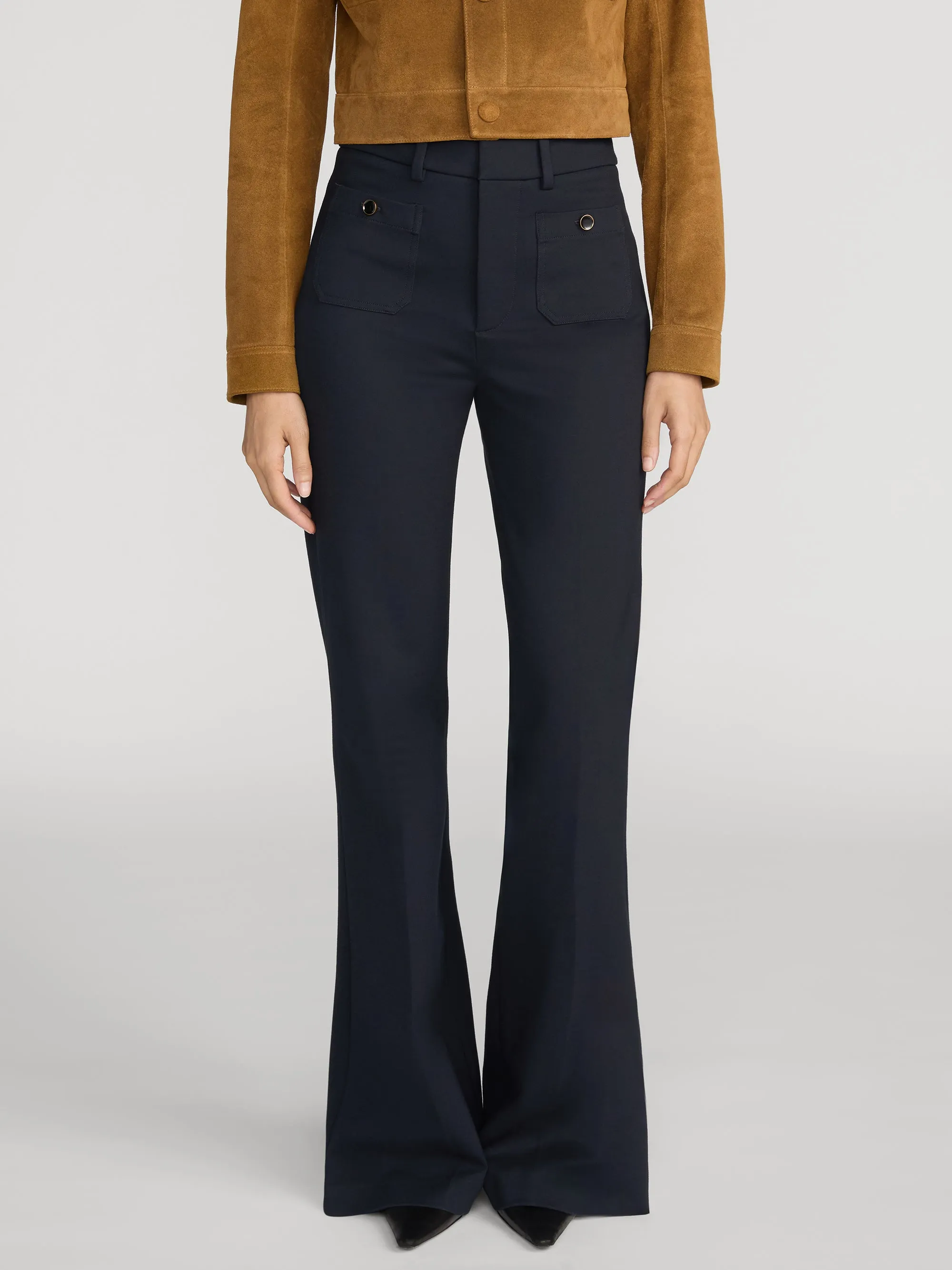 The Flare Trouser Shrunken Pocket -- Navy sold by Frame Denim product image thumbnail 3