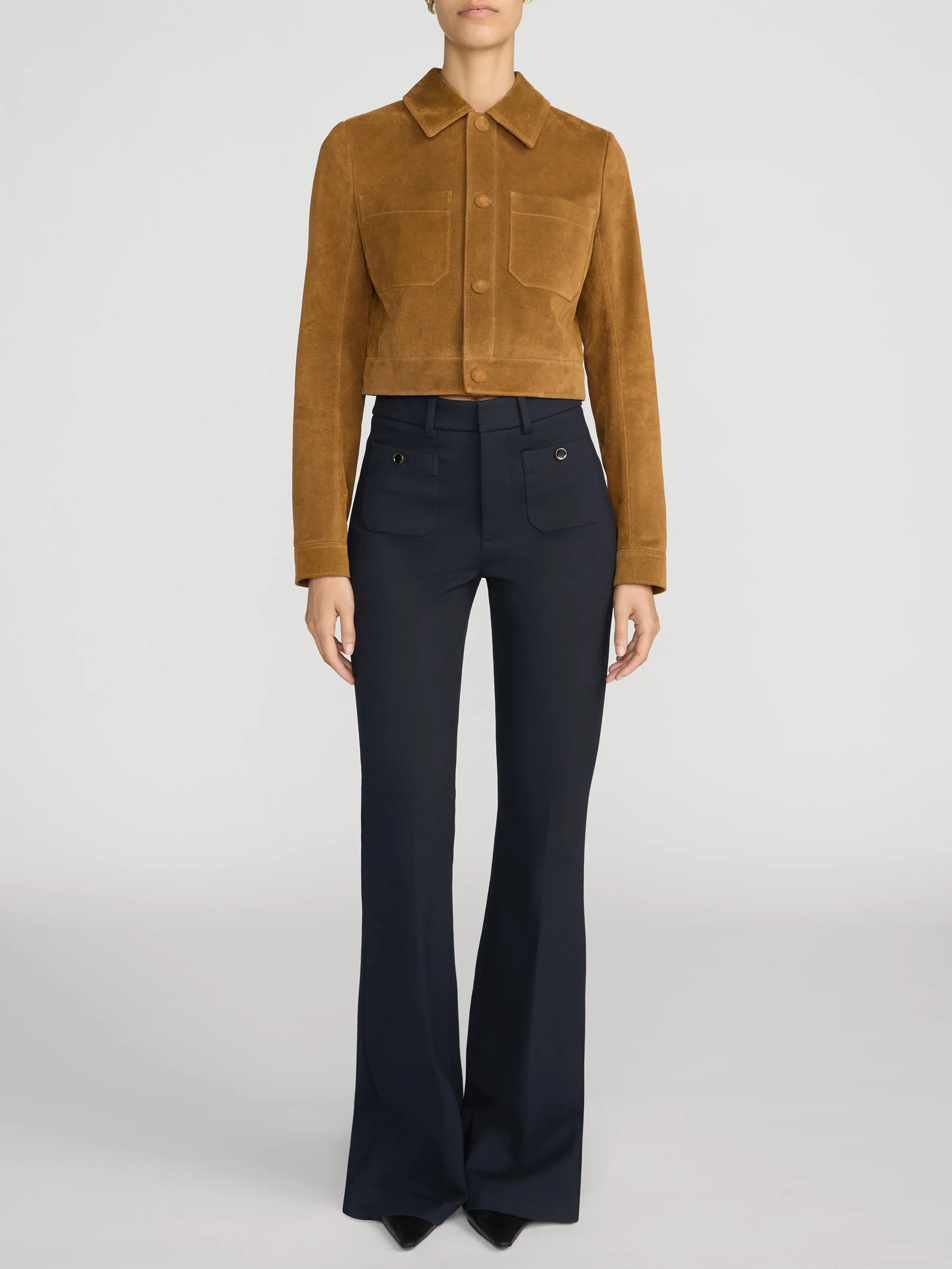 The Flare Trouser Shrunken Pocket -- Navy sold by Frame Denim product image thumbnail 2