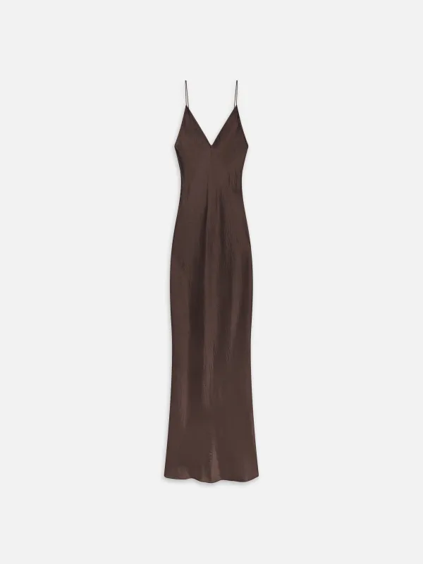 The Textured Satin Dress -- Chestnut made by Frame Denim