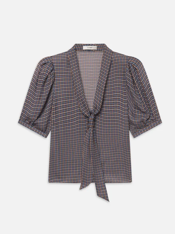 The Sonnet Blouse -- Chestnut Multi Plaid made by Frame Denim
