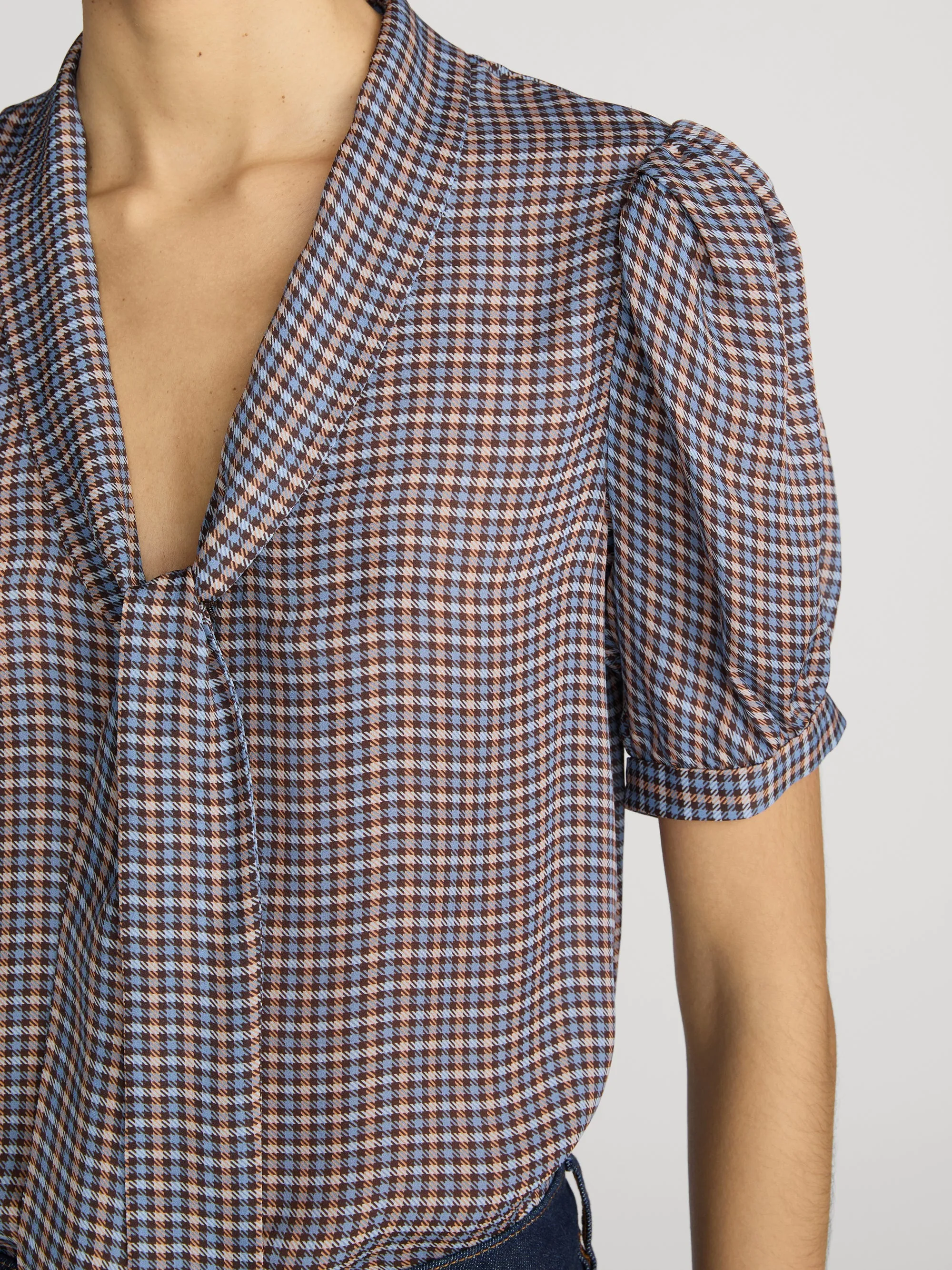 The Sonnet Blouse -- Chestnut Multi Plaid sold by Frame Denim product image thumbnail 5