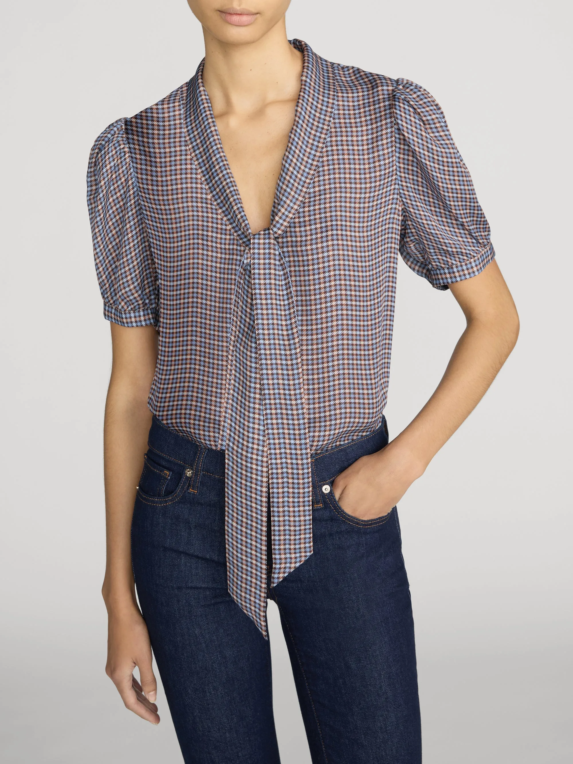 The Sonnet Blouse -- Chestnut Multi Plaid sold by Frame Denim product image thumbnail 3