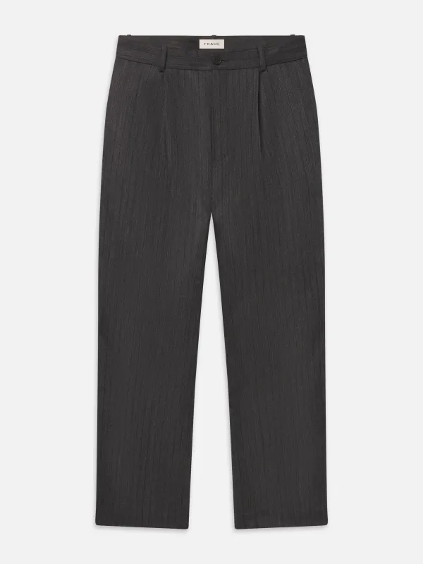 Wide Leg Trousers -- Grey Stripe made by Frame Denim
