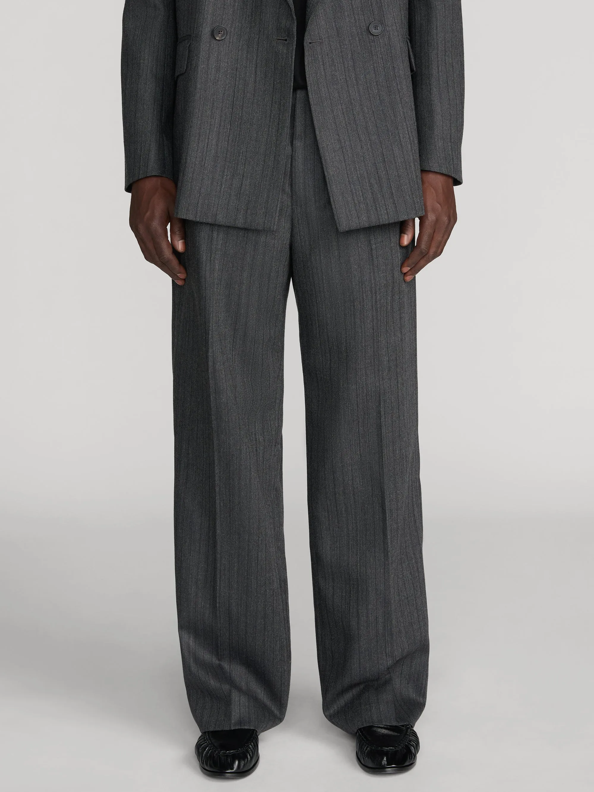 Wide Leg Trousers -- Grey Stripe sold by Frame Denim product image thumbnail 3
