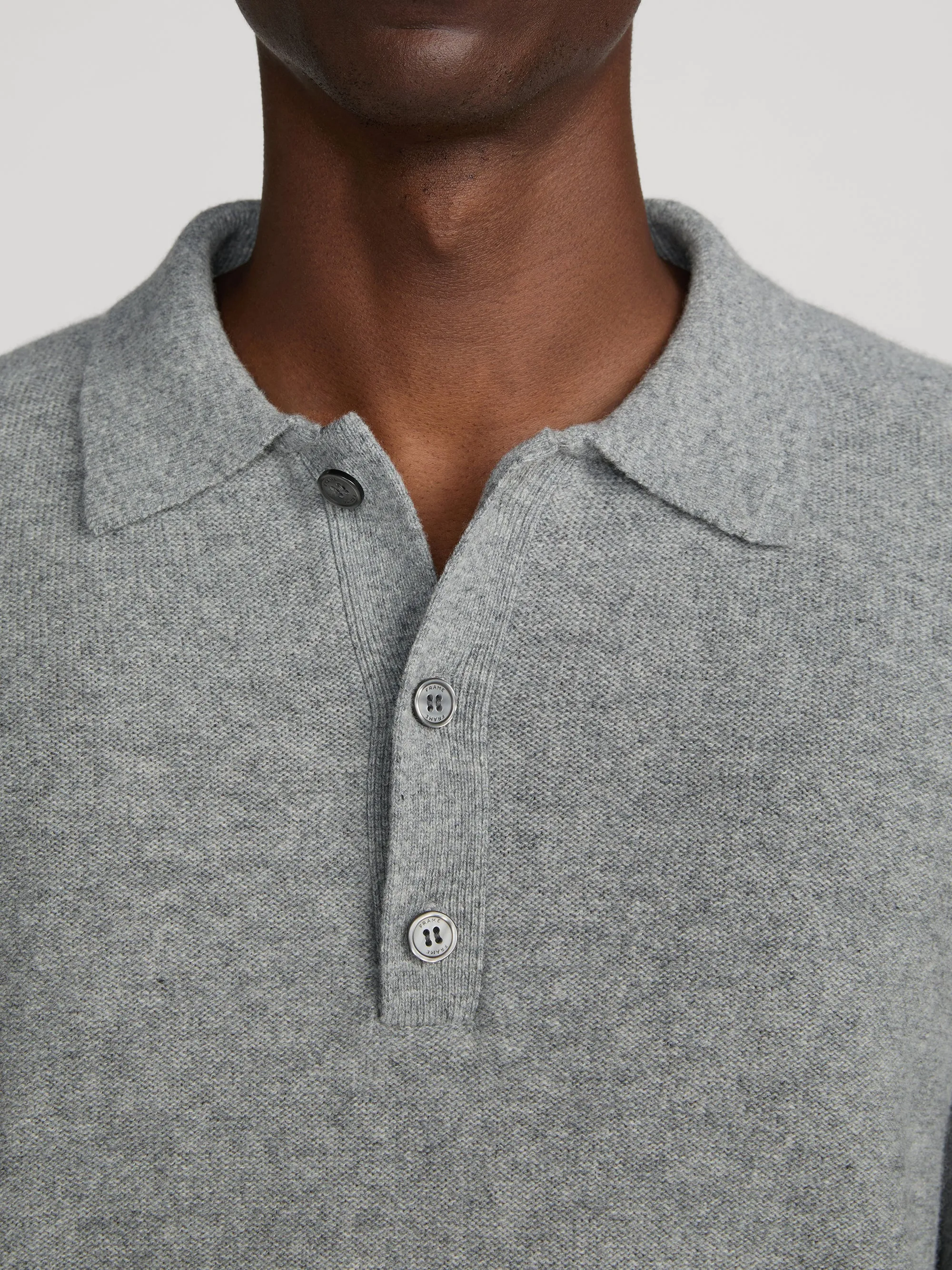 Boiled Wool Polo Sweater -- Grey Melange sold by Frame Denim product image thumbnail 5
