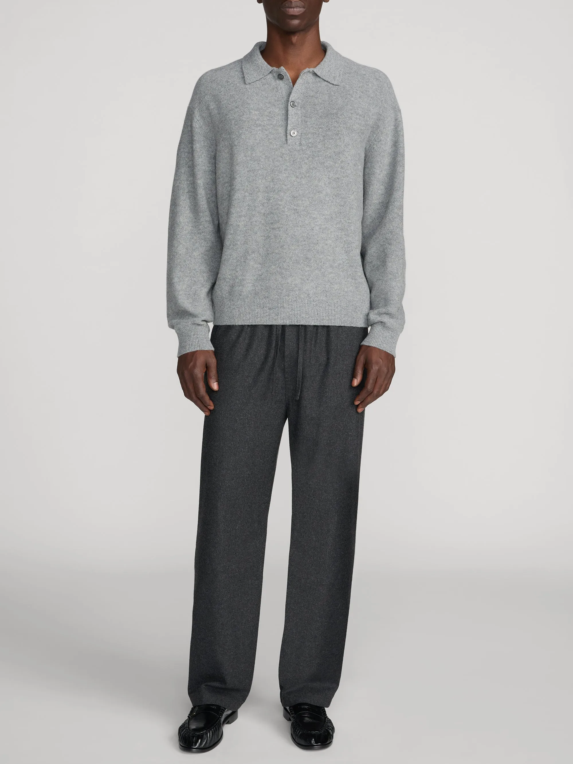 Boiled Wool Polo Sweater -- Grey Melange sold by Frame Denim product image thumbnail 2