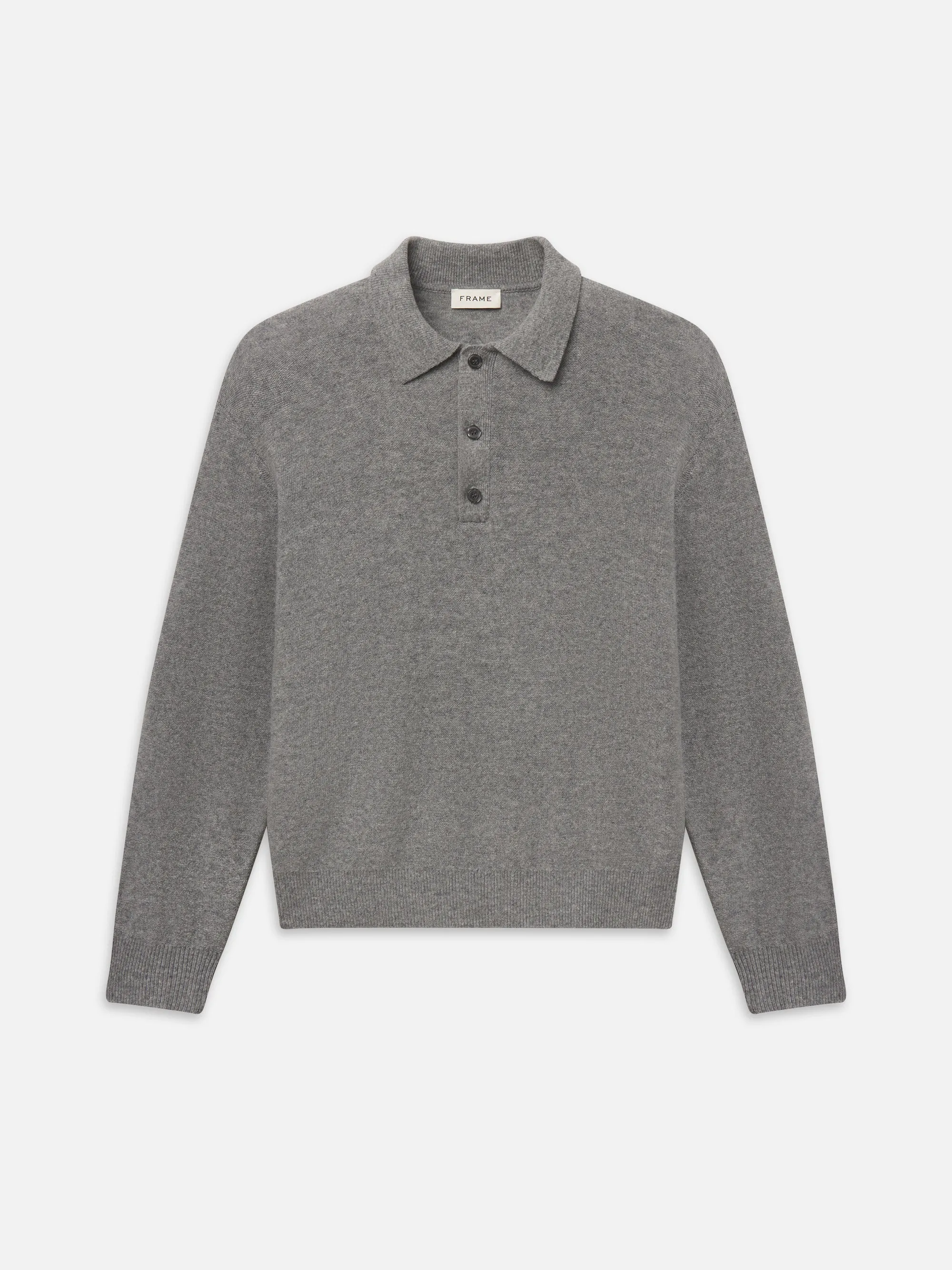 Boiled Wool Polo Sweater -- Grey Melange sold by Frame Denim