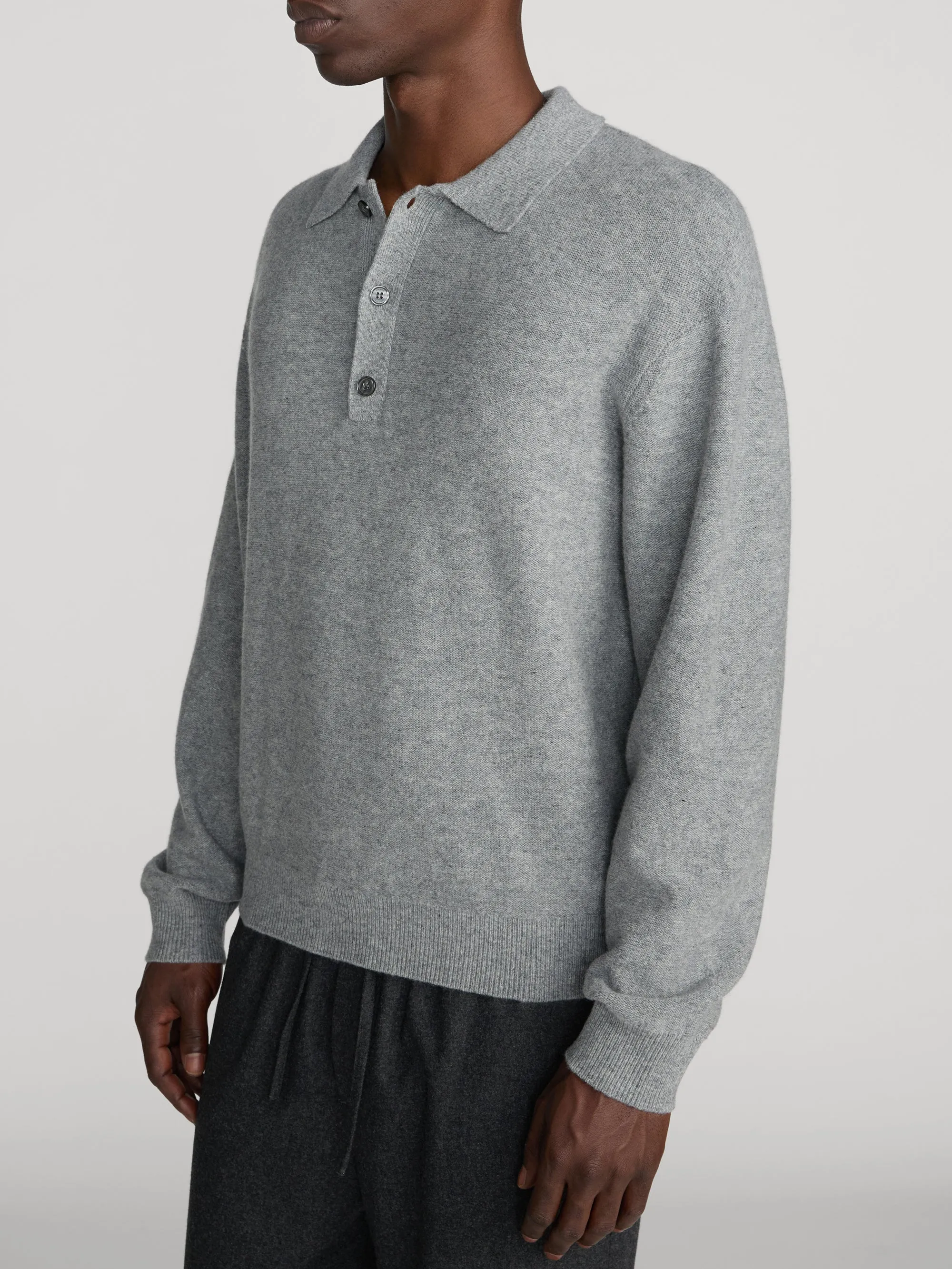 Boiled Wool Polo Sweater -- Grey Melange sold by Frame Denim product image thumbnail 4