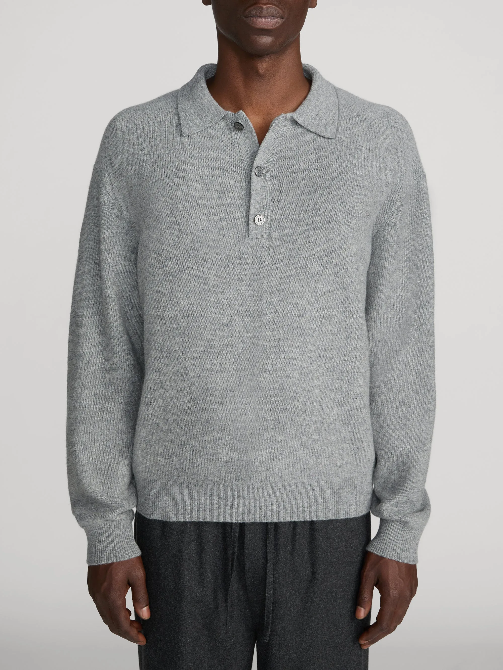 Boiled Wool Polo Sweater -- Grey Melange sold by Frame Denim product image thumbnail 3