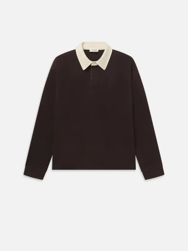 Rugby Polo Shirt -- Deep Brown made by Frame Denim