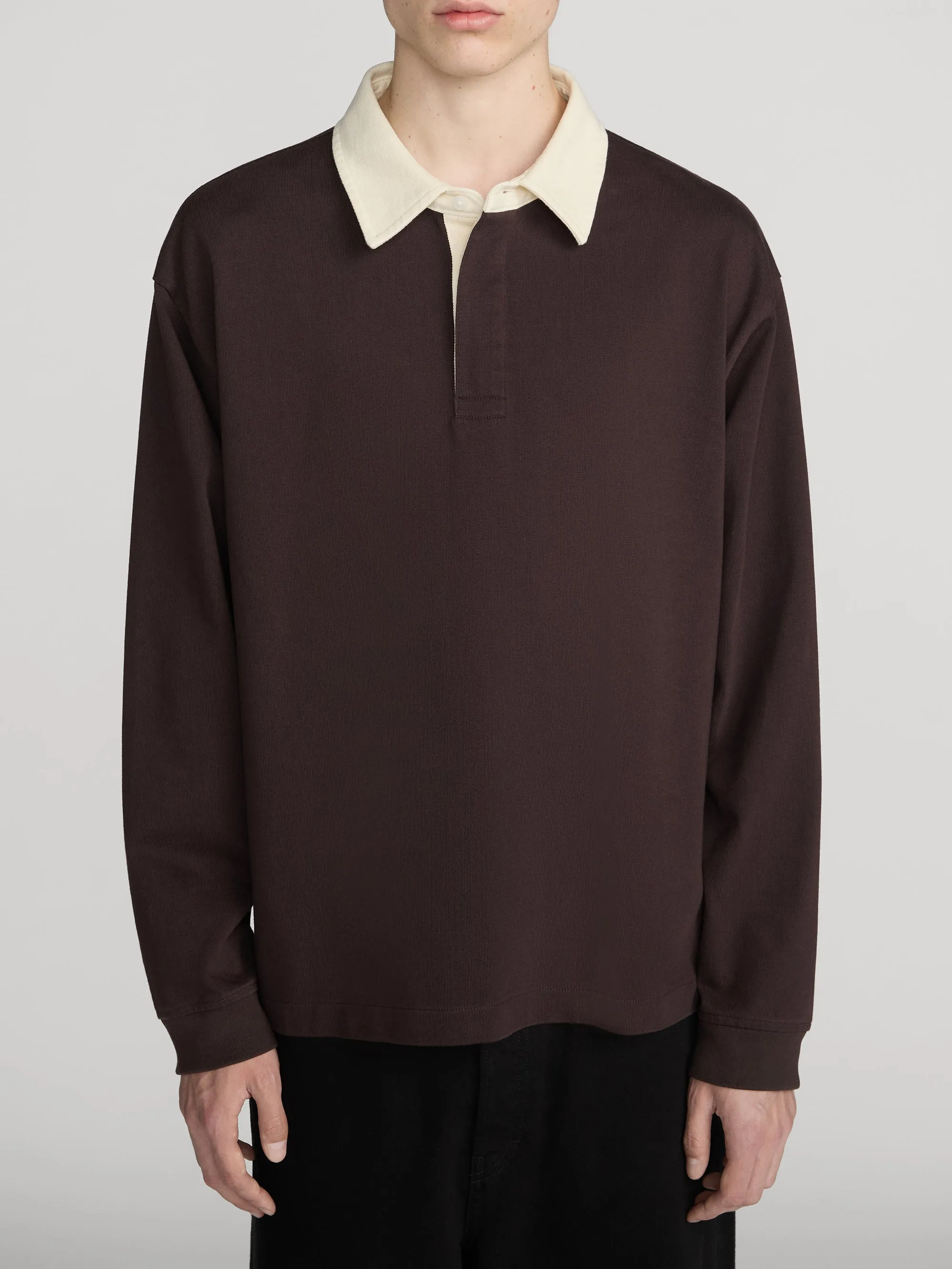 Rugby Polo Shirt -- Deep Brown sold by Frame Denim product image thumbnail 3