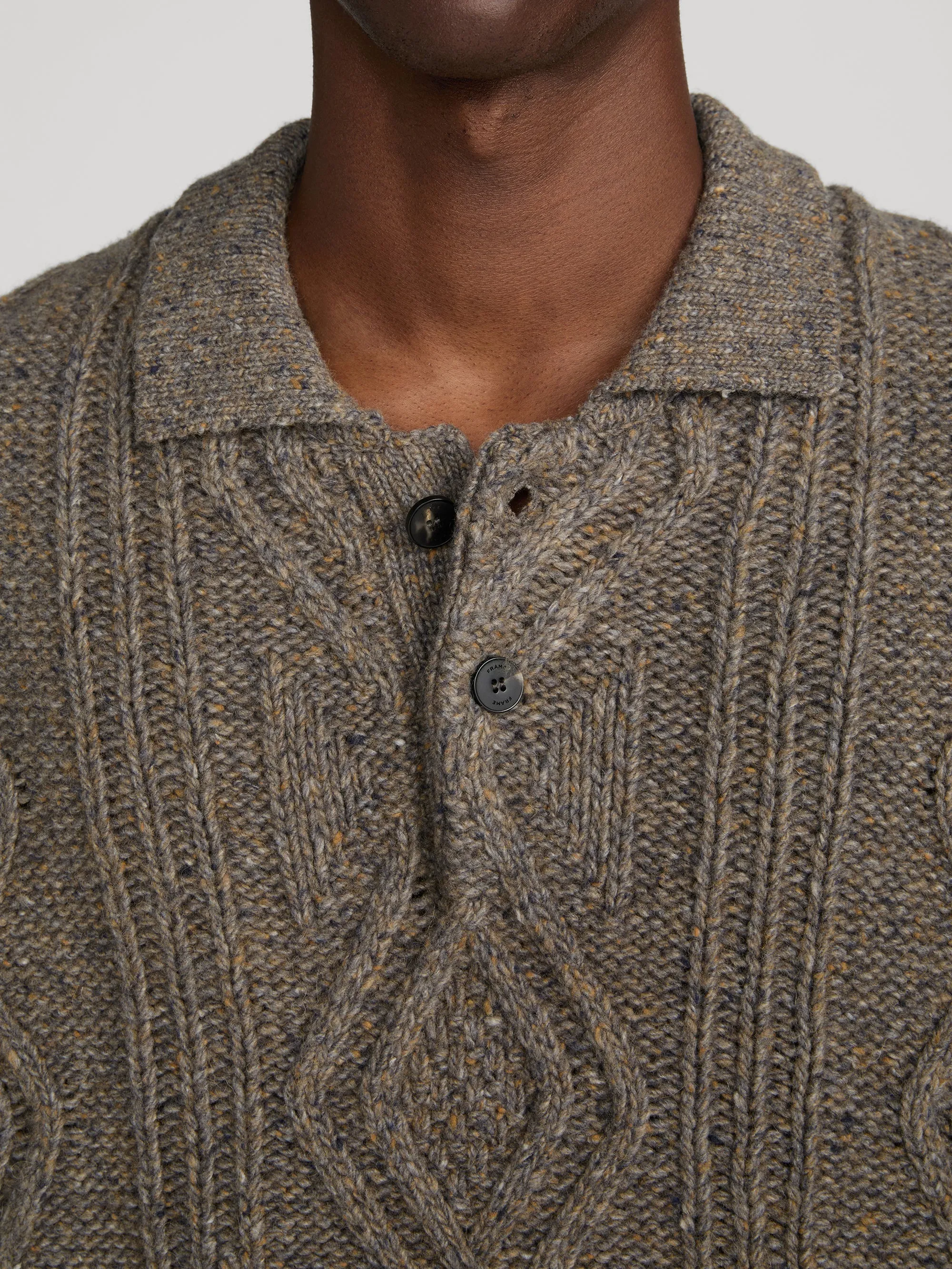 Cable Polo Sweater -- Brown Olive sold by Frame Denim product image thumbnail 5