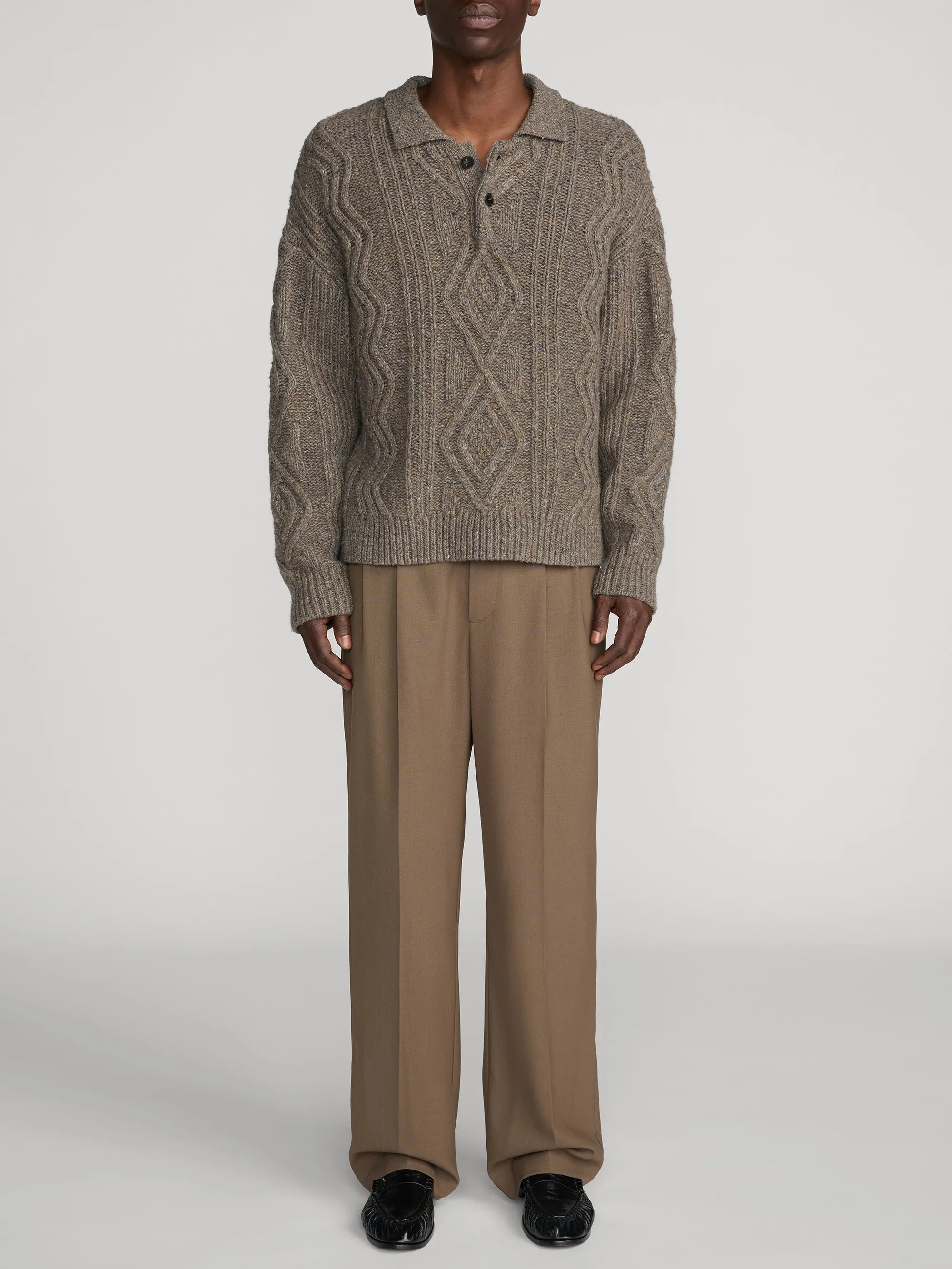 Cable Polo Sweater -- Brown Olive sold by Frame Denim product image thumbnail 2