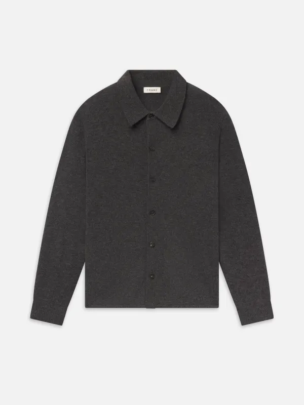 Boiled Wool Shirt Sweater -- Dark Grey made by Frame Denim