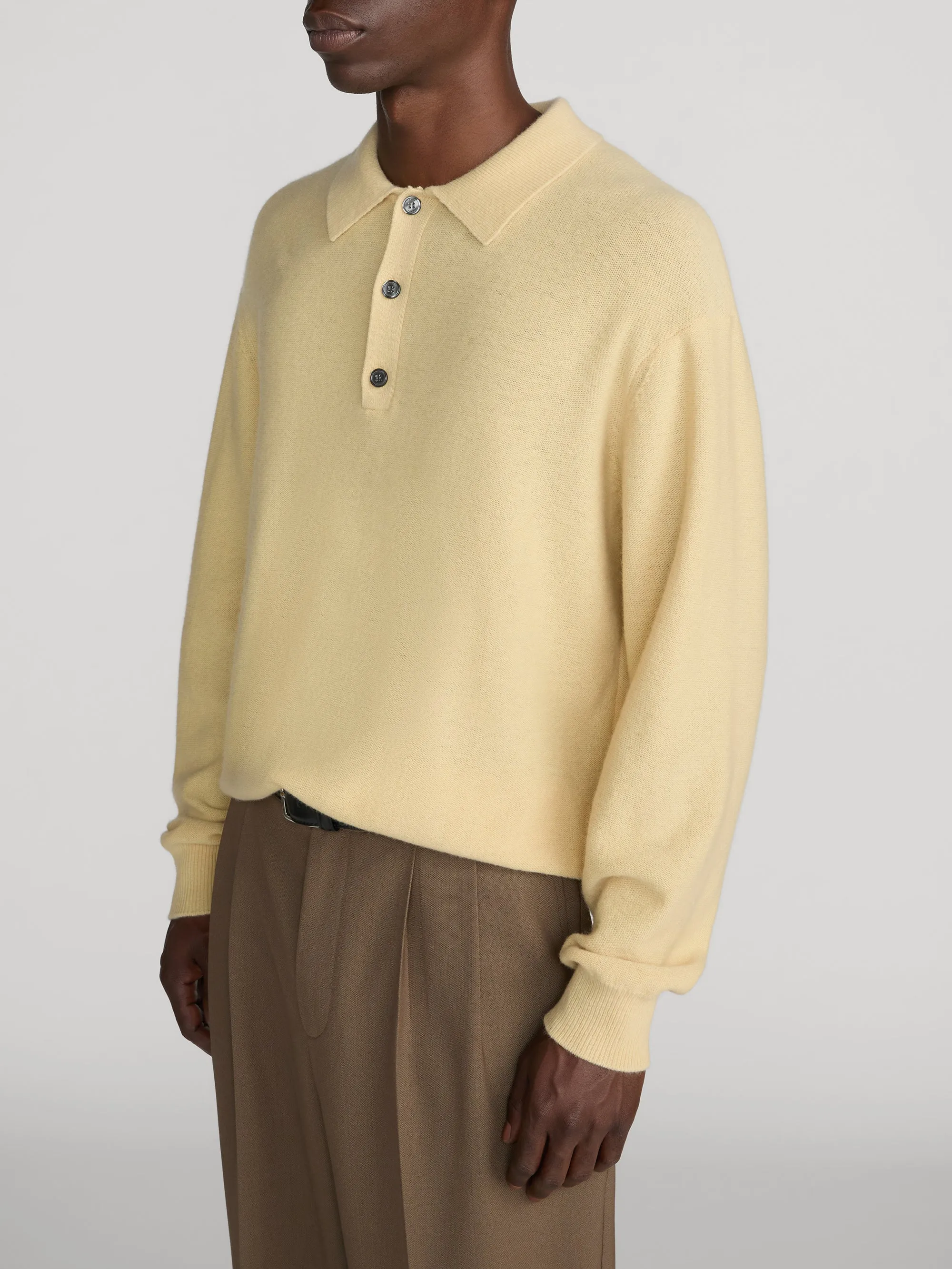 Boiled Wool Polo Sweater -- Old Yellow sold by Frame Denim product image thumbnail 4