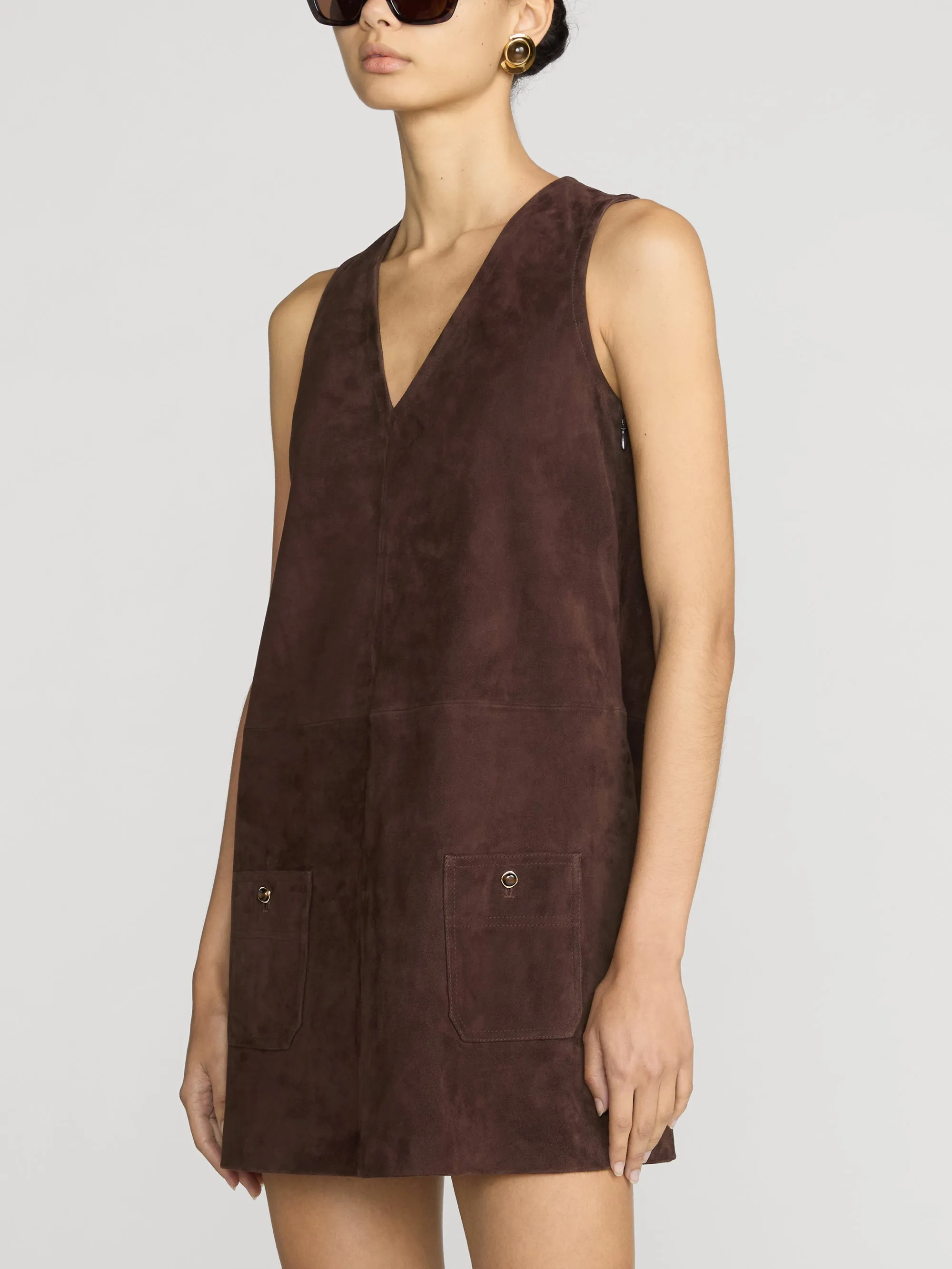 The Suede Safari Tent Dress -- Dark Brown sold by Frame Denim product image thumbnail 4