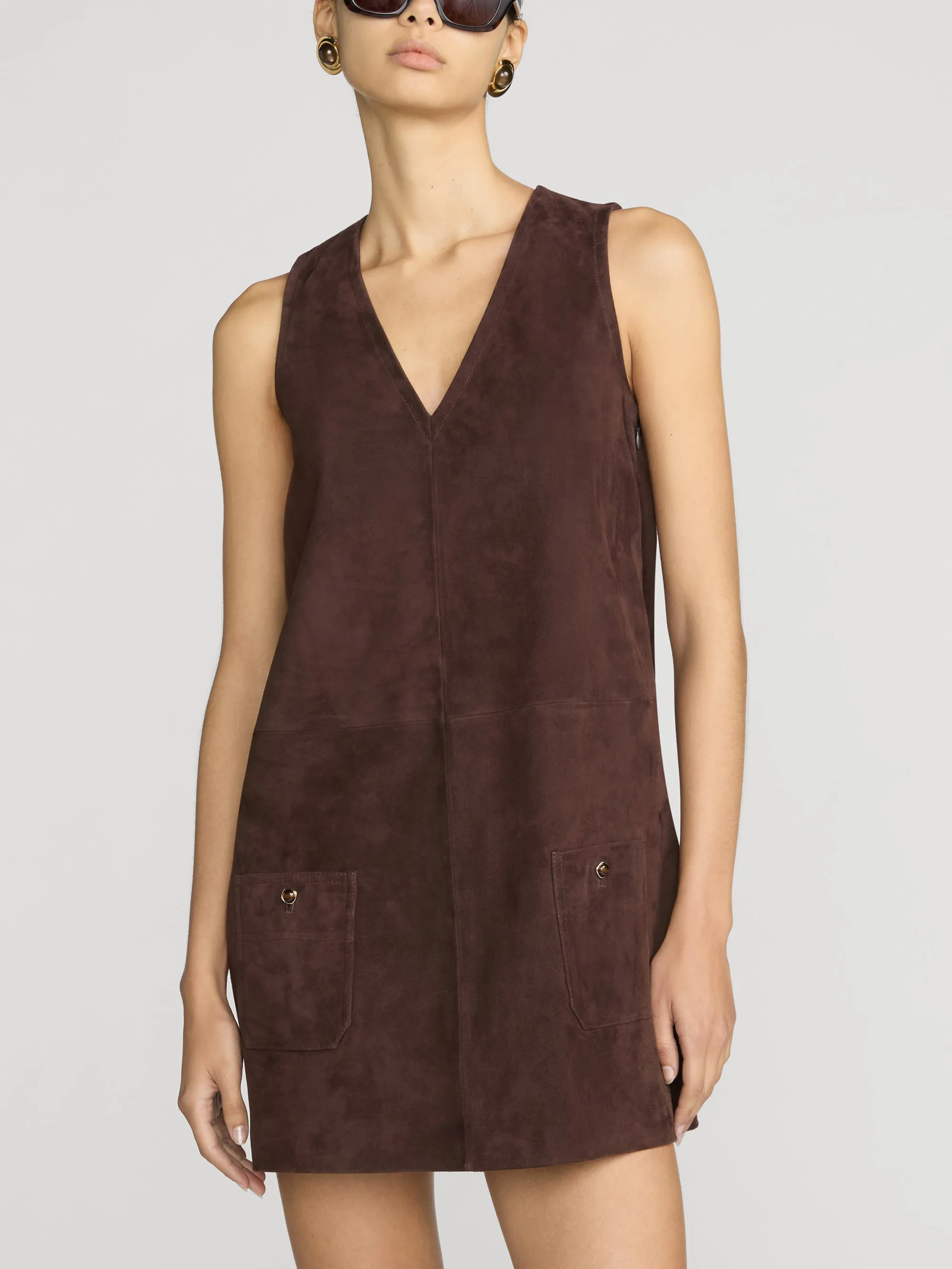 The Suede Safari Tent Dress -- Dark Brown sold by Frame Denim product image thumbnail 3