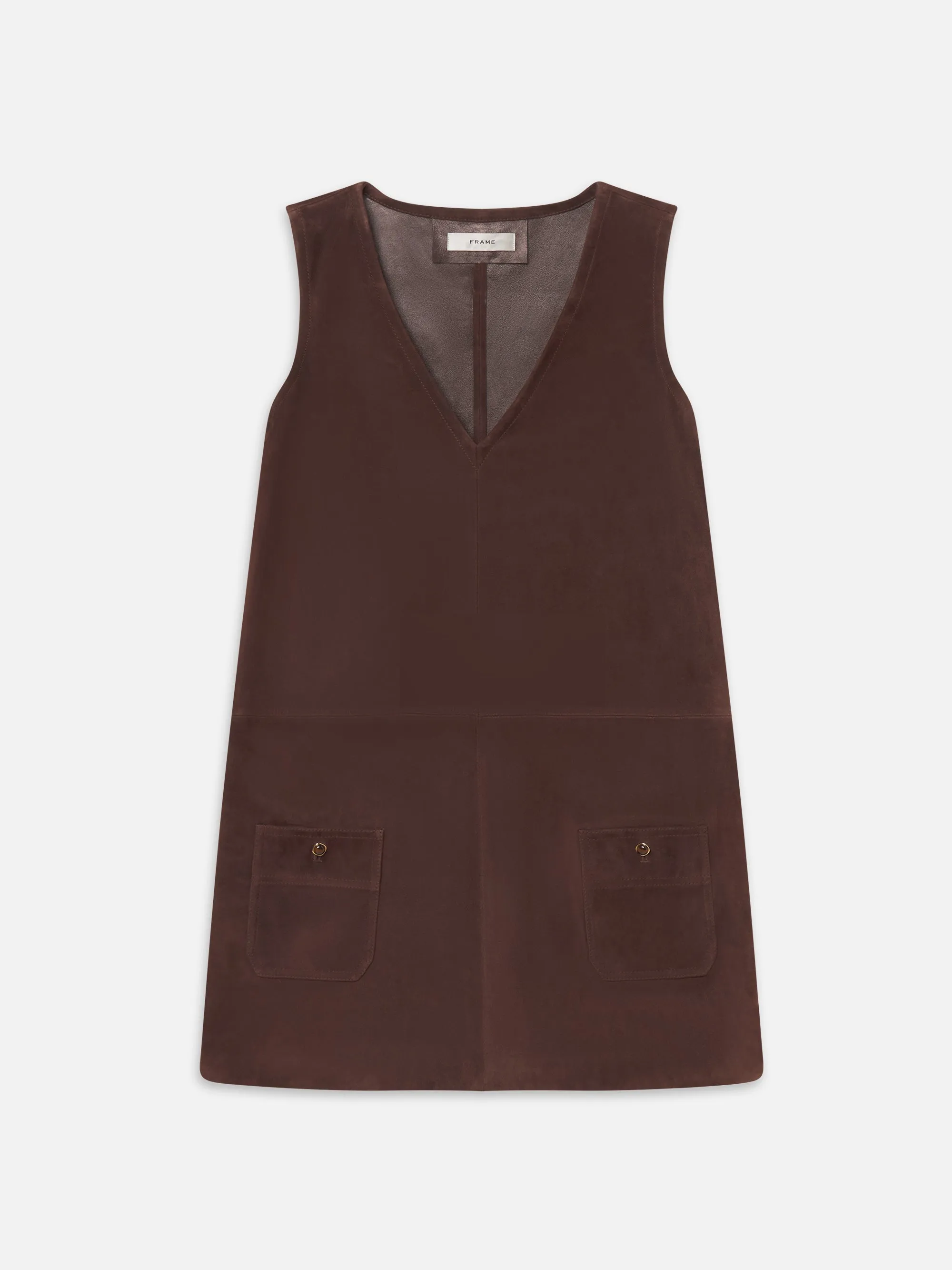 The Suede Safari Tent Dress -- Dark Brown sold by Frame Denim