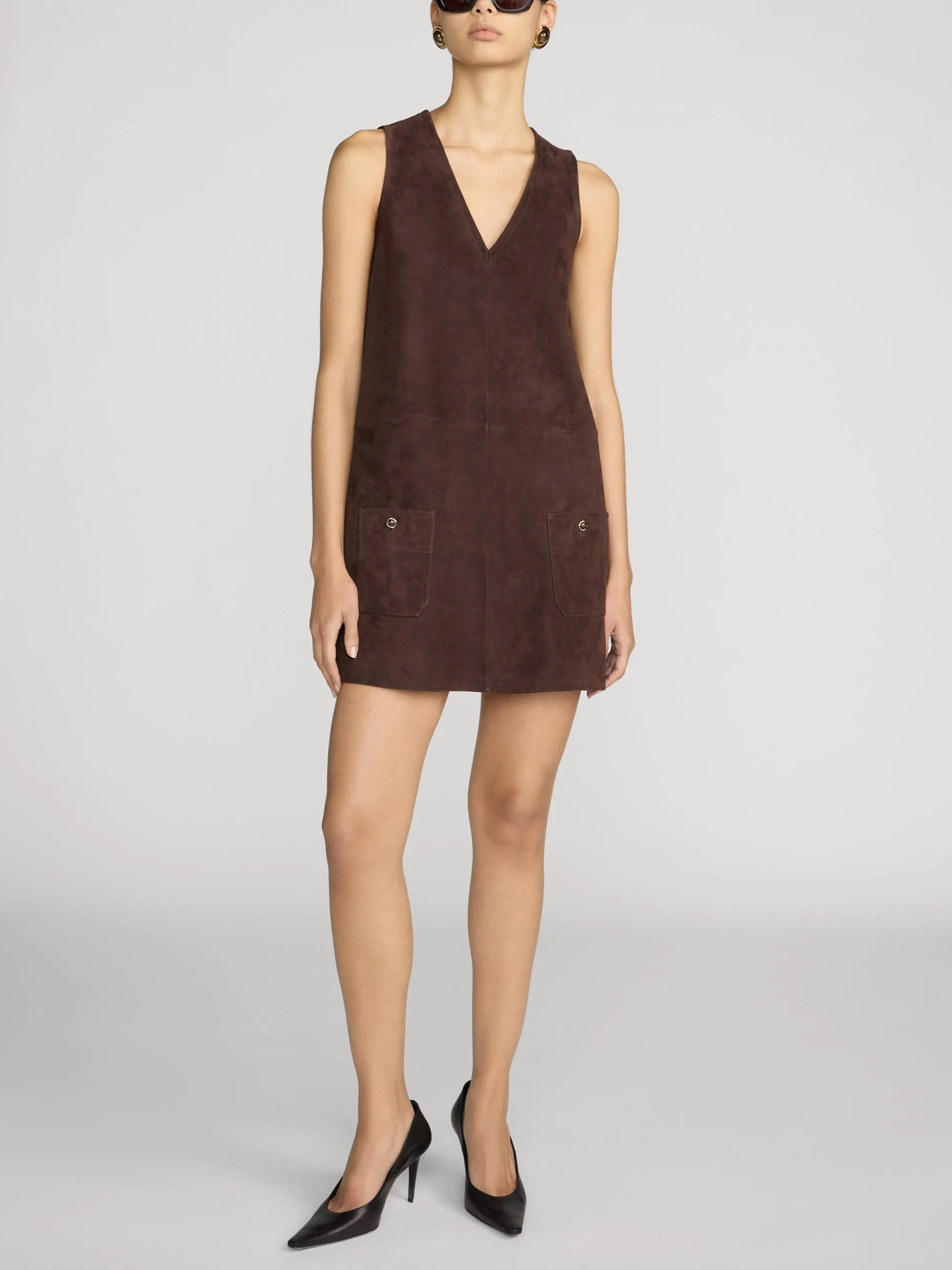 The Suede Safari Tent Dress -- Dark Brown sold by Frame Denim product image thumbnail 2