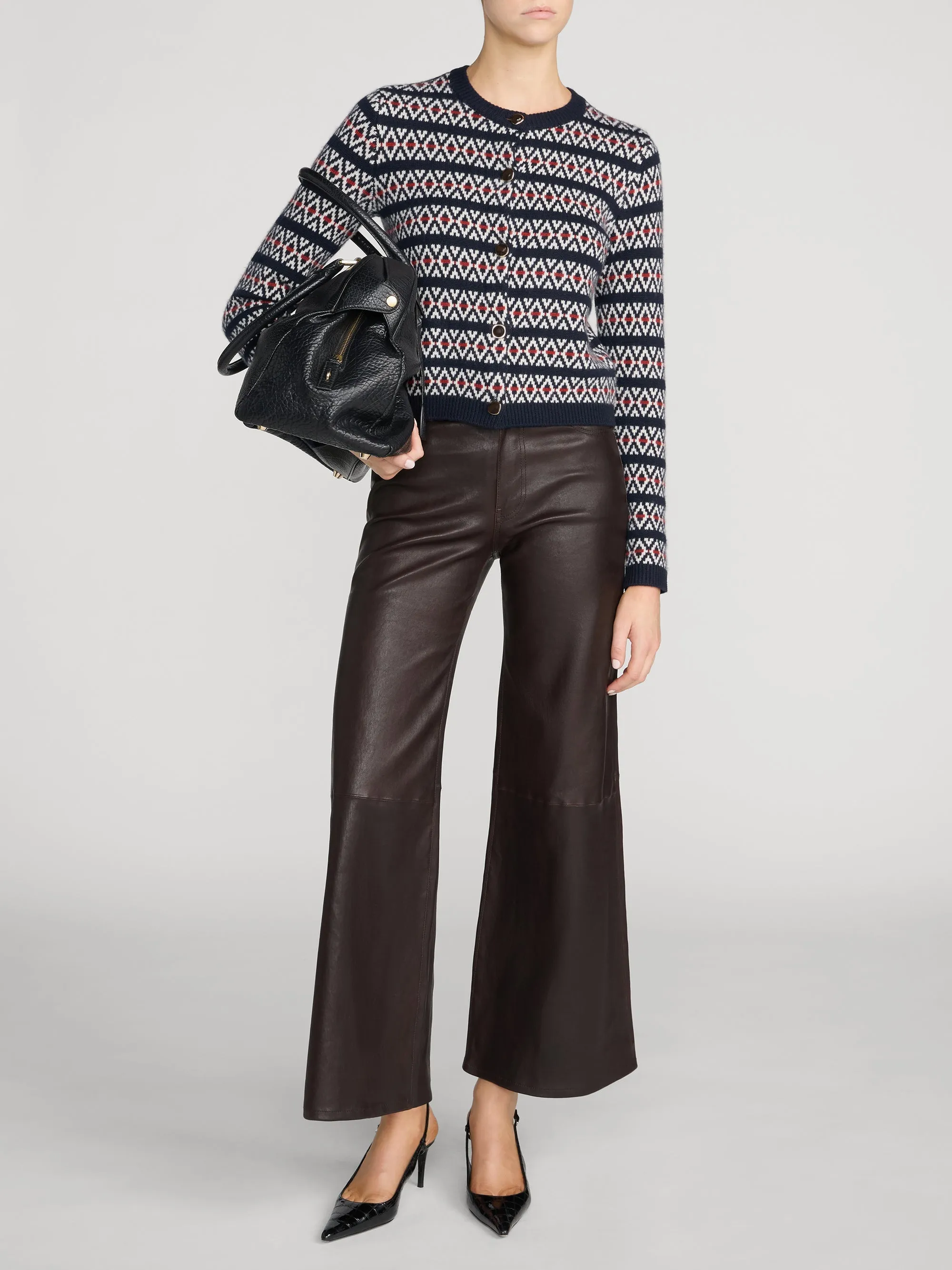 The Cashmere Cardi -- Navy Fairisle sold by Frame Denim product image thumbnail 2