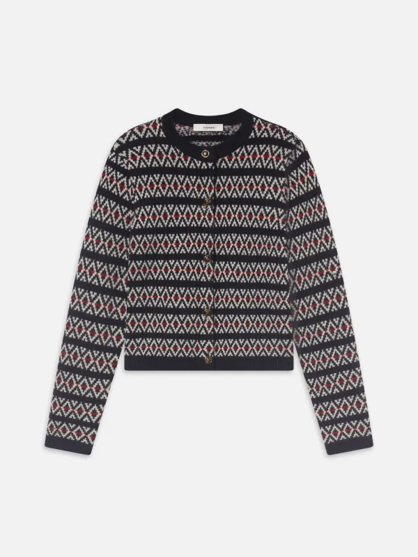 The Cashmere Cardi -- Navy Fairisle made by Frame Denim