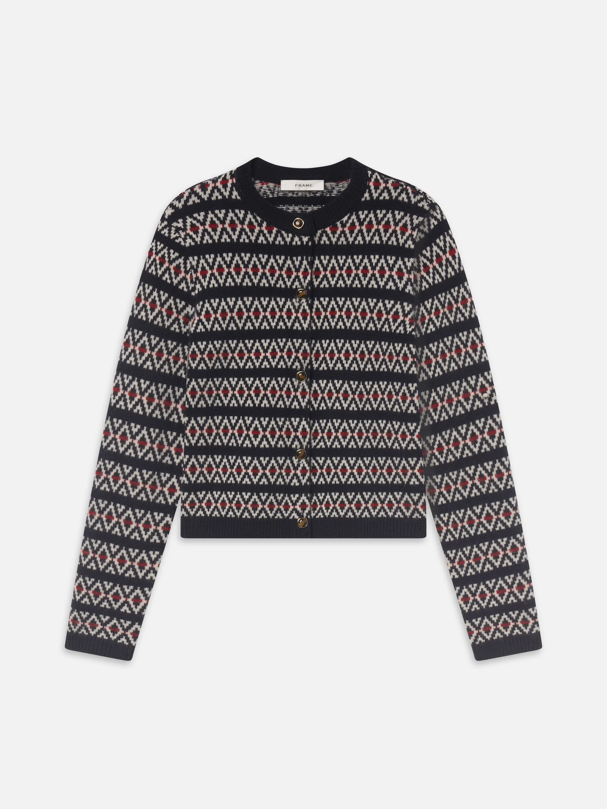 The Cashmere Cardi -- Navy Fairisle sold by Frame Denim