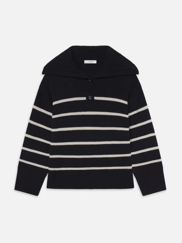 The Cashmere Sailor Sweater -- Navy Stripe made by Frame Denim