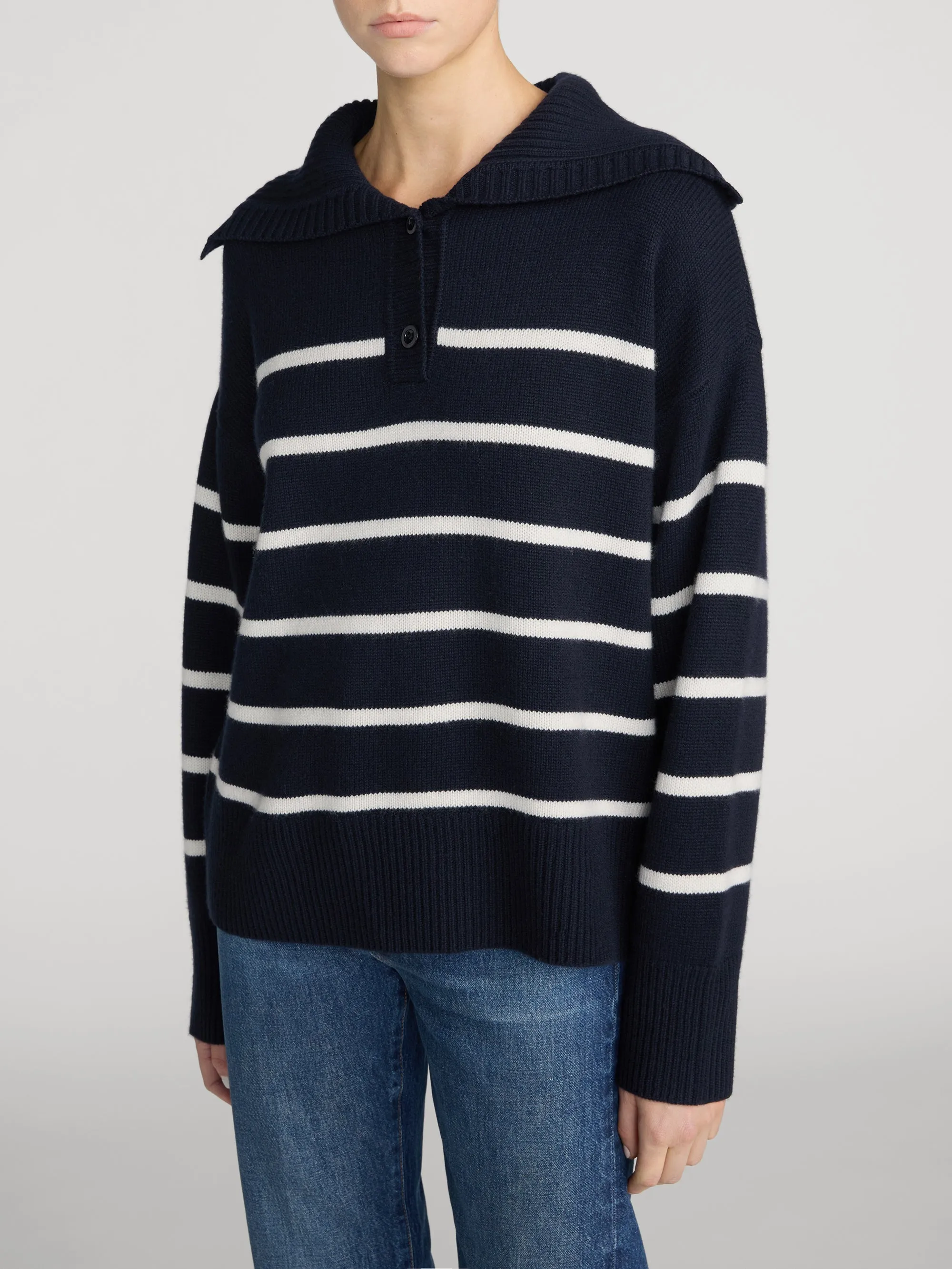 The Cashmere Sailor Sweater -- Navy Stripe sold by Frame Denim product image thumbnail 4
