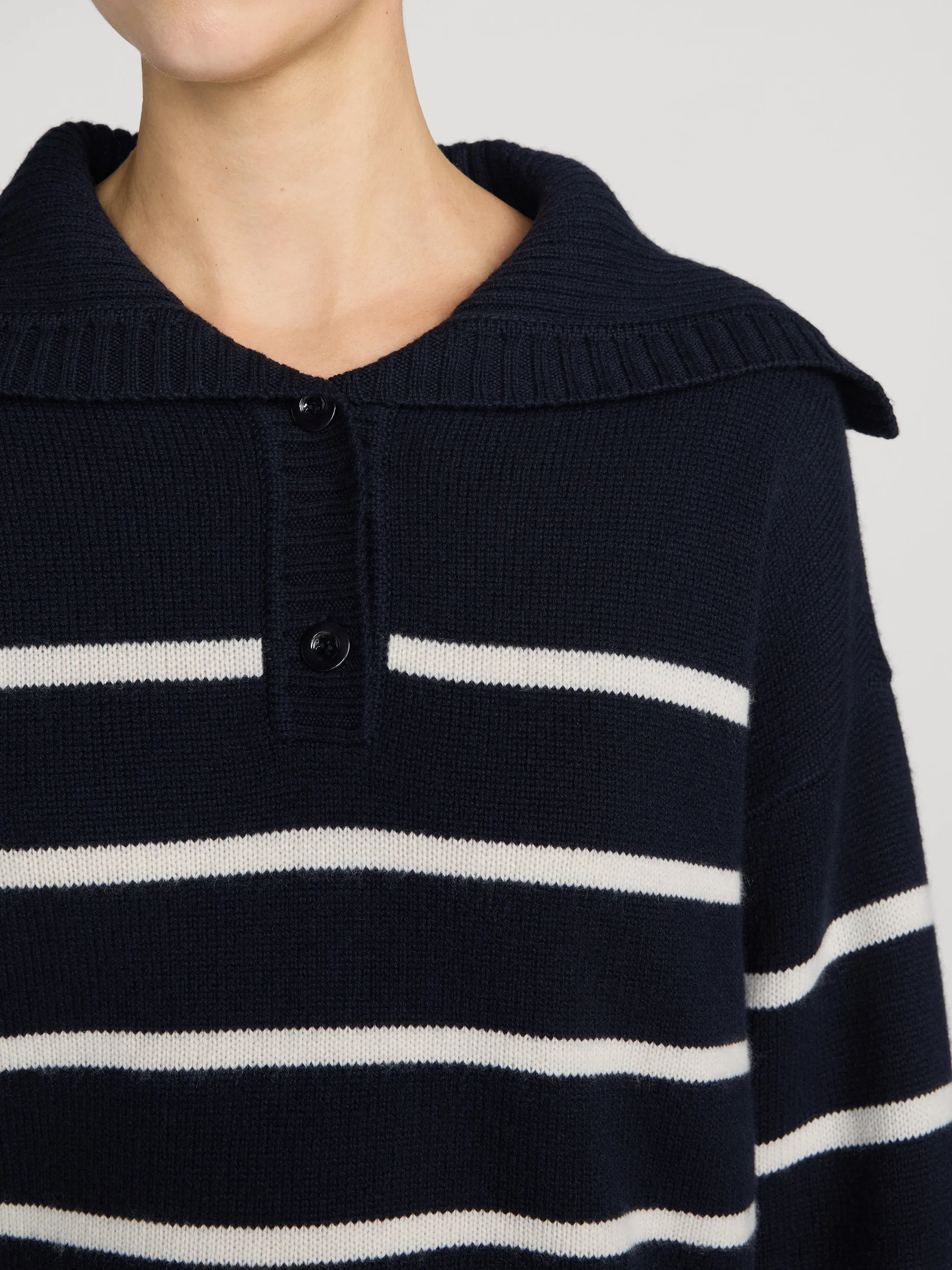 The Cashmere Sailor Sweater -- Navy Stripe sold by Frame Denim product image thumbnail 5