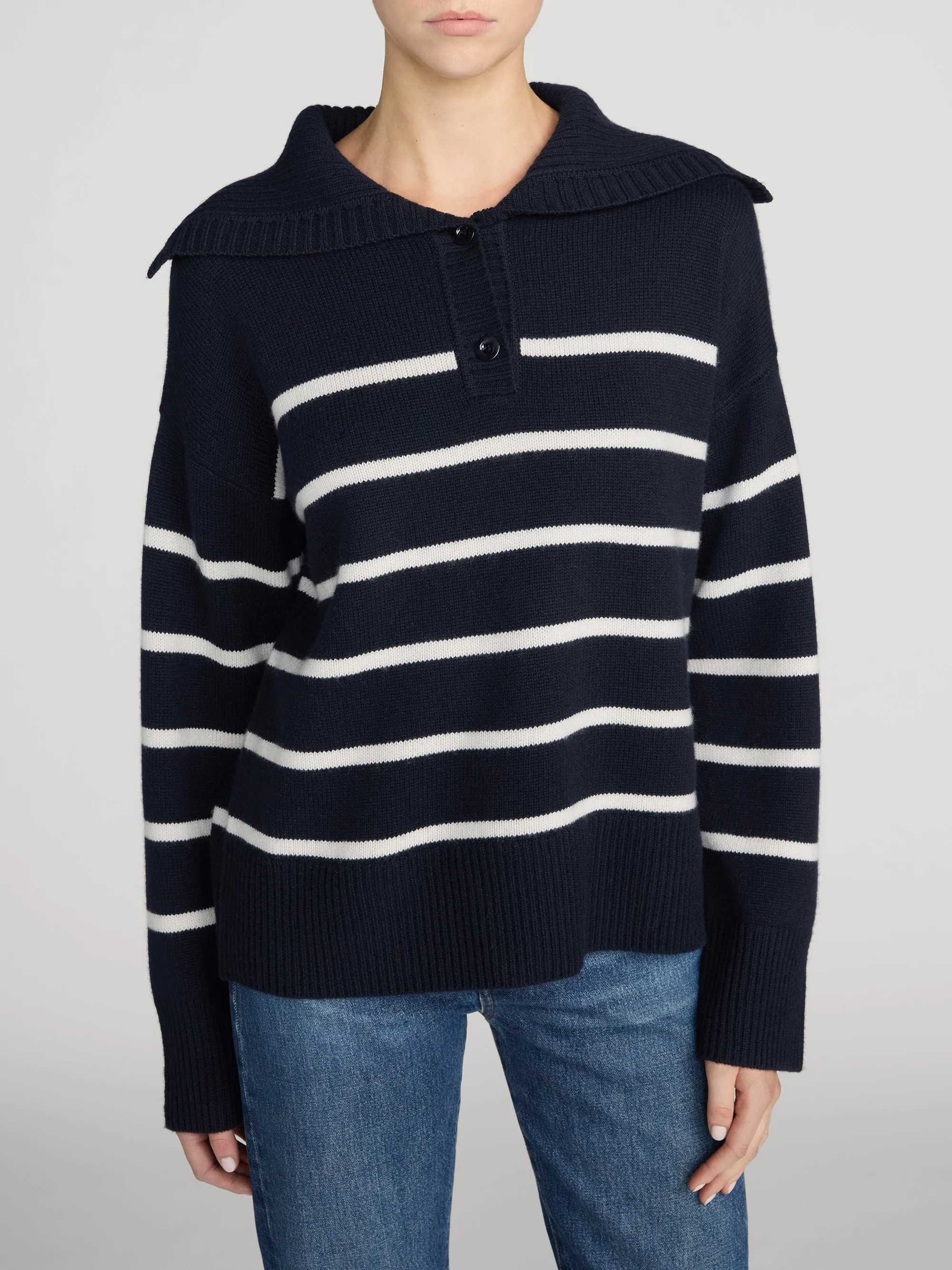 The Cashmere Sailor Sweater -- Navy Stripe sold by Frame Denim product image thumbnail 3