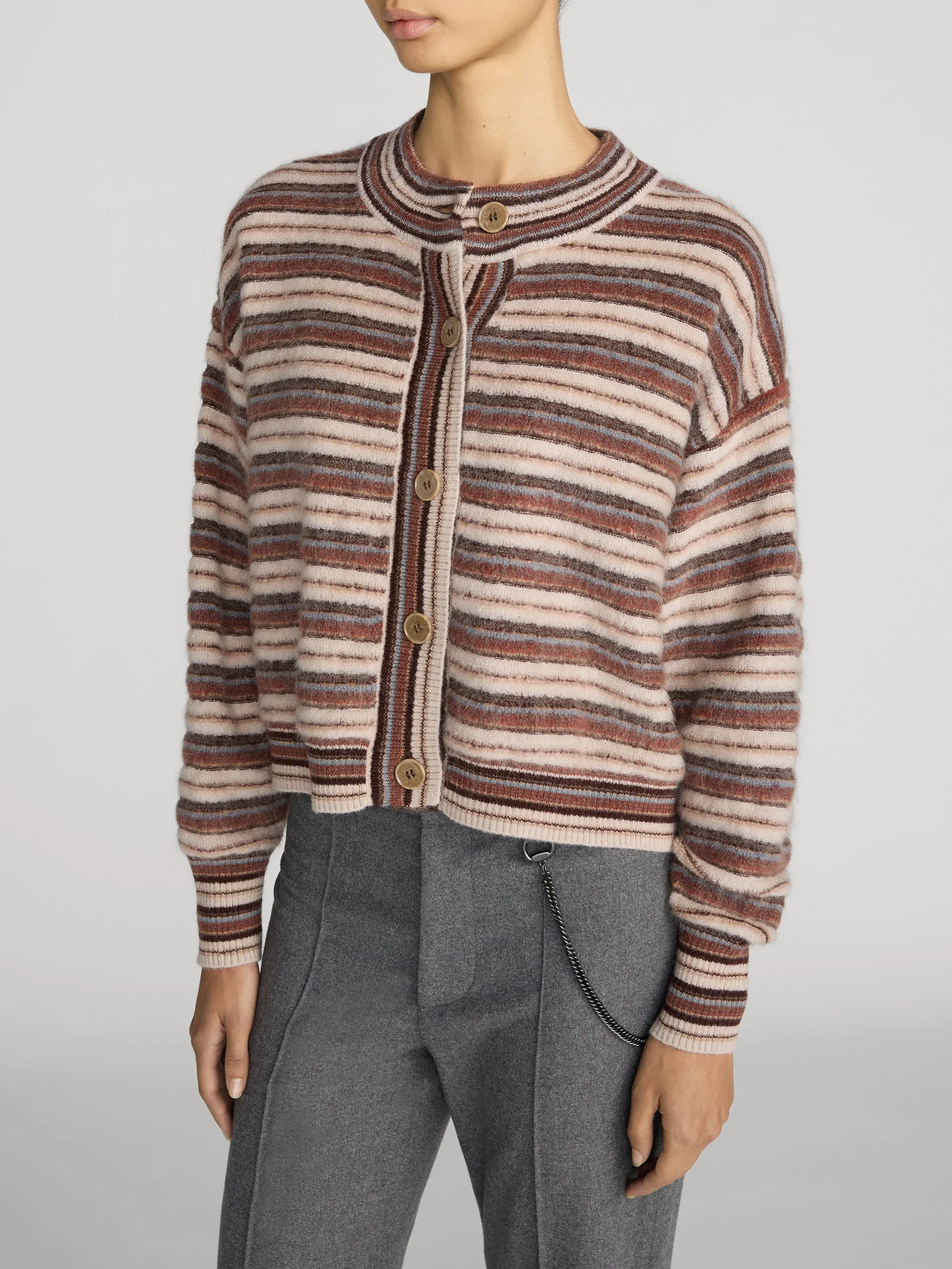 The Femme Cardi -- Sky Blue Multi Stripe sold by Frame Denim product image thumbnail 4