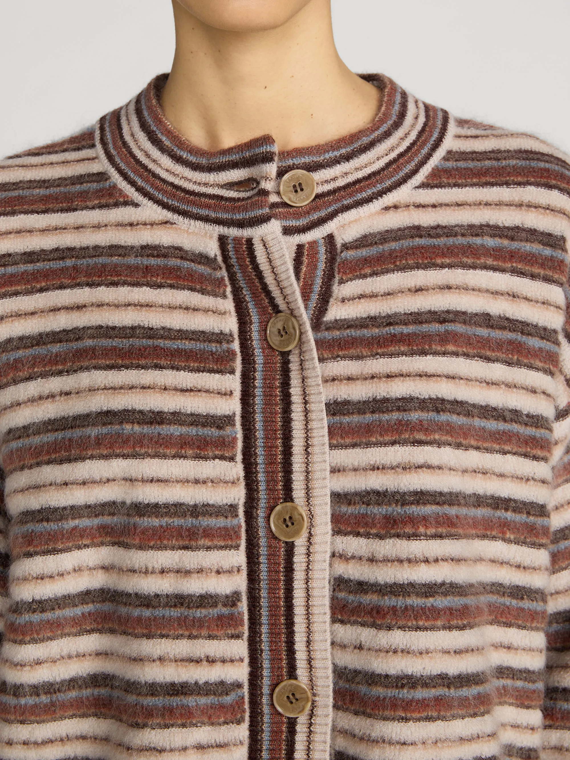 The Femme Cardi -- Sky Blue Multi Stripe sold by Frame Denim product image thumbnail 5