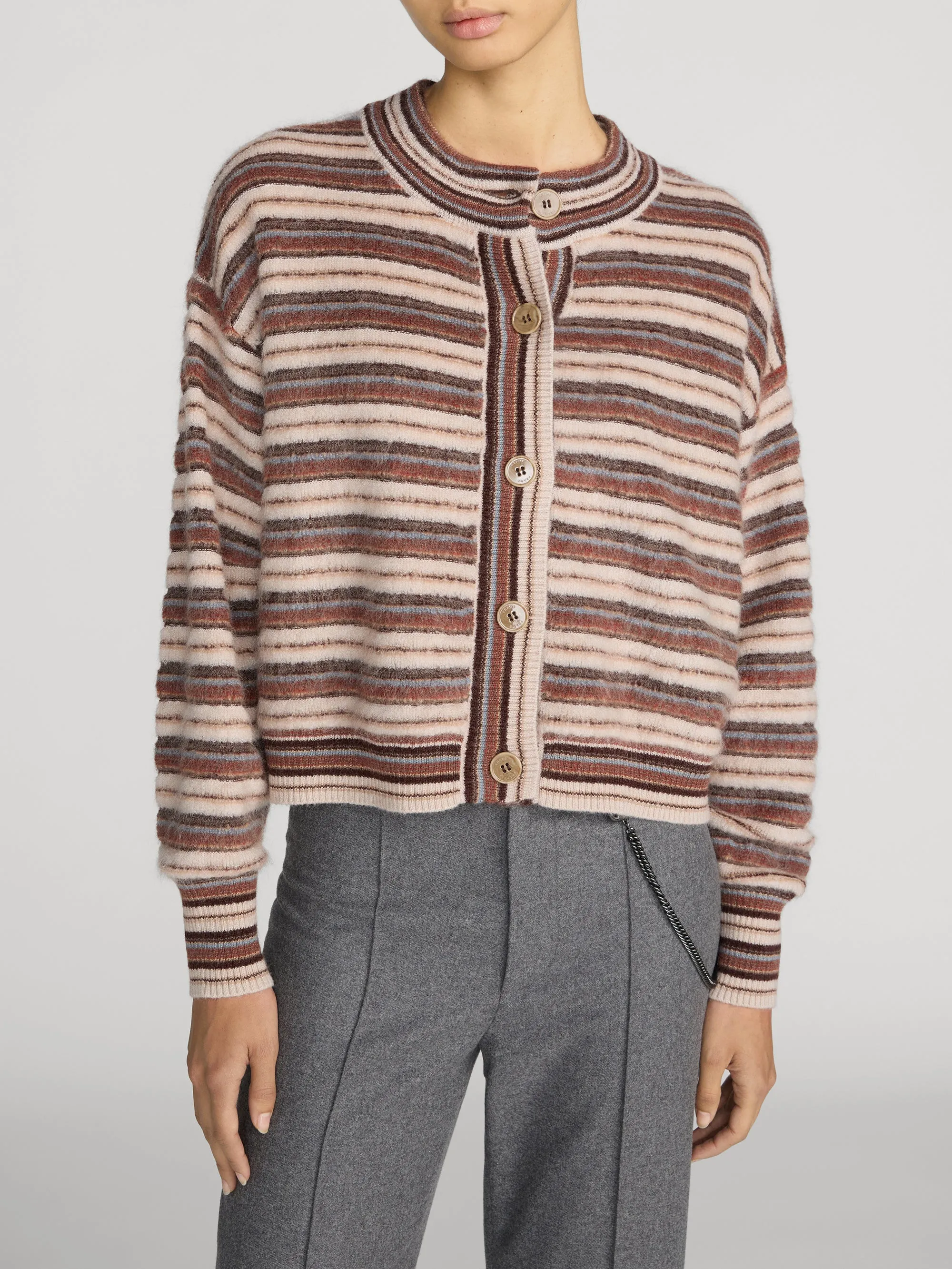 The Femme Cardi -- Sky Blue Multi Stripe sold by Frame Denim product image thumbnail 3