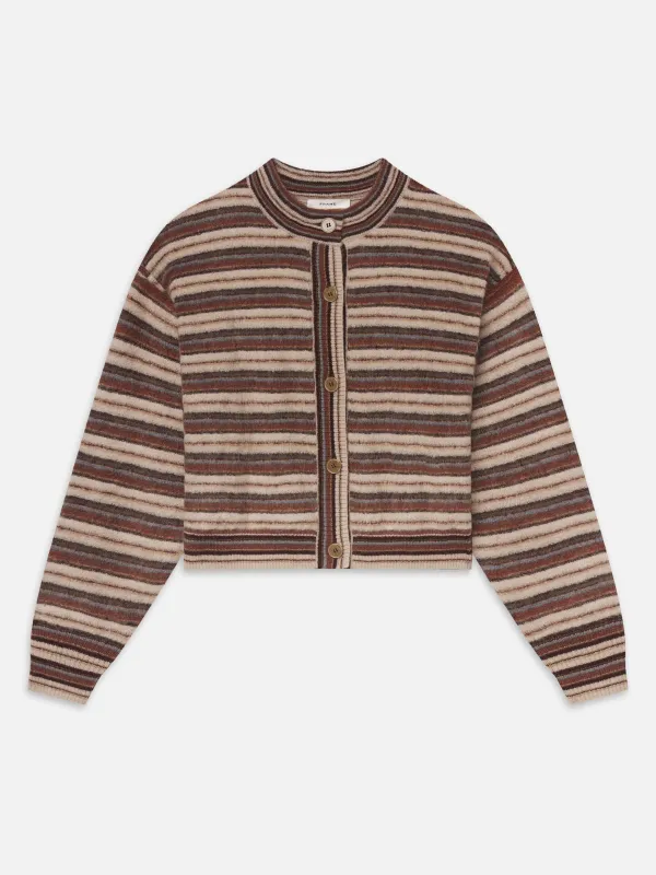 The Femme Cardi -- Sky Blue Multi Stripe made by Frame Denim