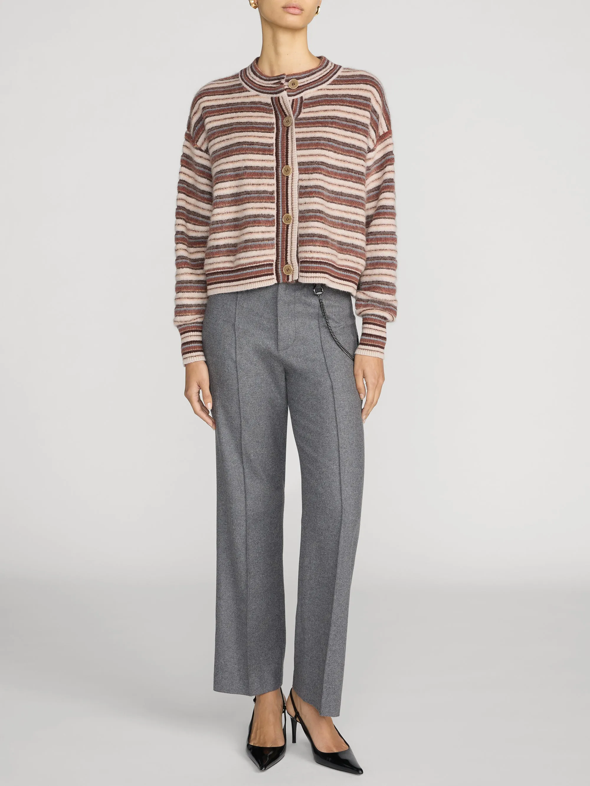 The Femme Cardi -- Sky Blue Multi Stripe sold by Frame Denim product image thumbnail 2