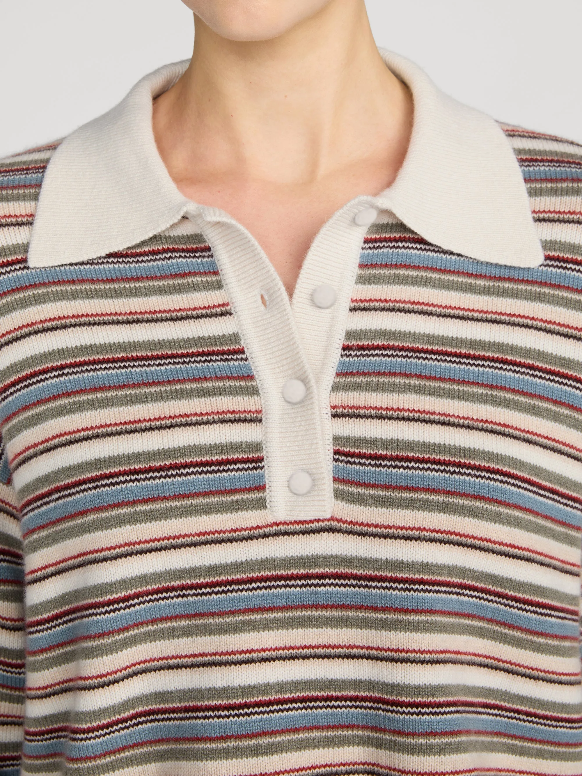 The Quad Polo -- Sky Blue Multi Stripe sold by Frame Denim product image thumbnail 5