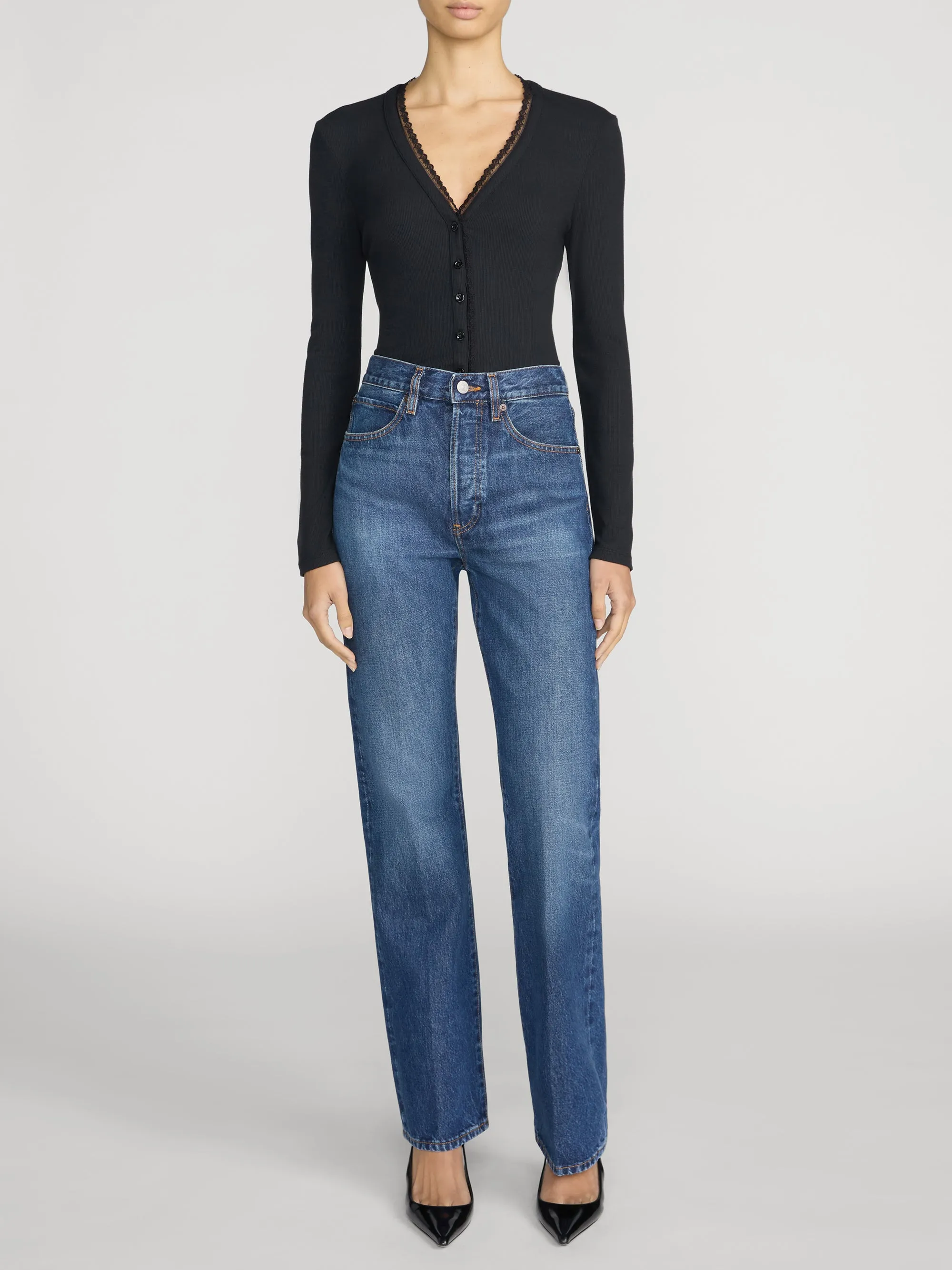 The Rib Trim Cardi -- Black sold by Frame Denim product image thumbnail 2