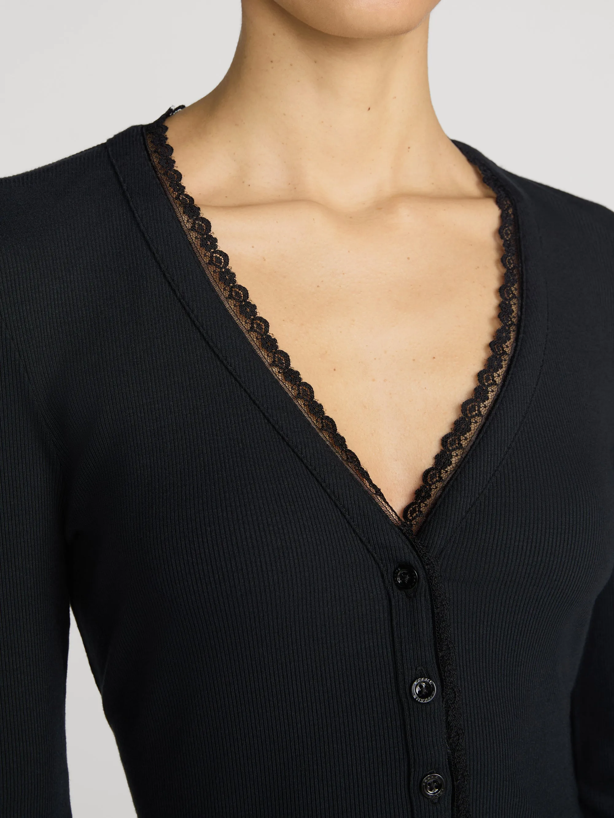 The Rib Trim Cardi -- Black sold by Frame Denim product image thumbnail 5