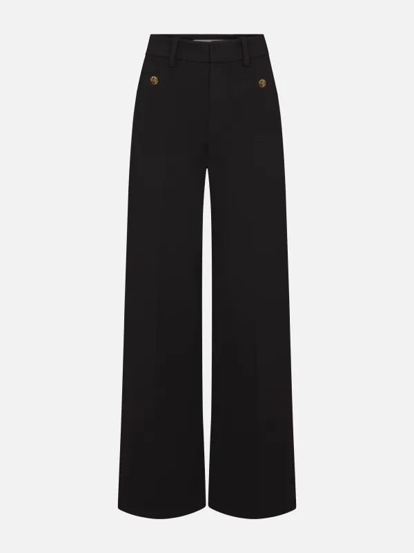 The Pixie Slim Palazzo Trouser -- Black made by Frame Denim