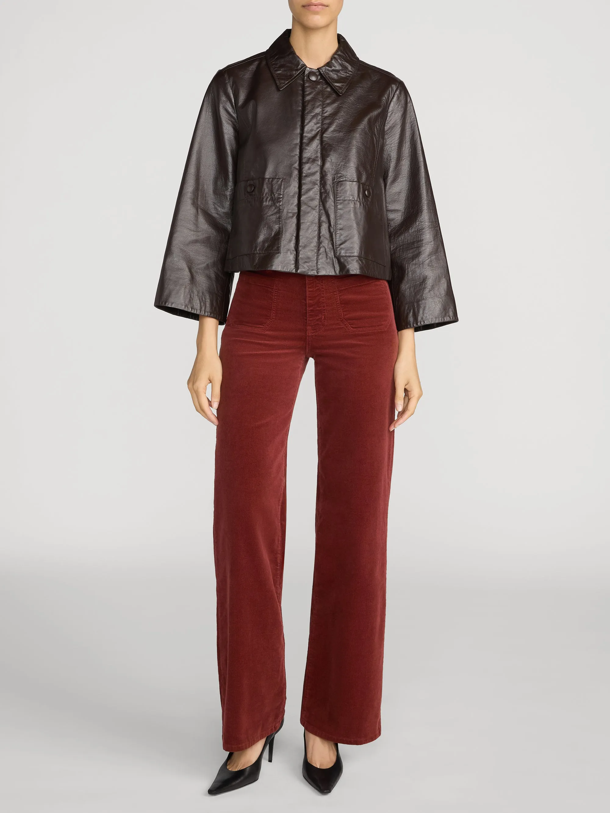 Le Slim Palazzo Modernist Pocket Corduroy -- Wine sold by Frame Denim product image thumbnail 2