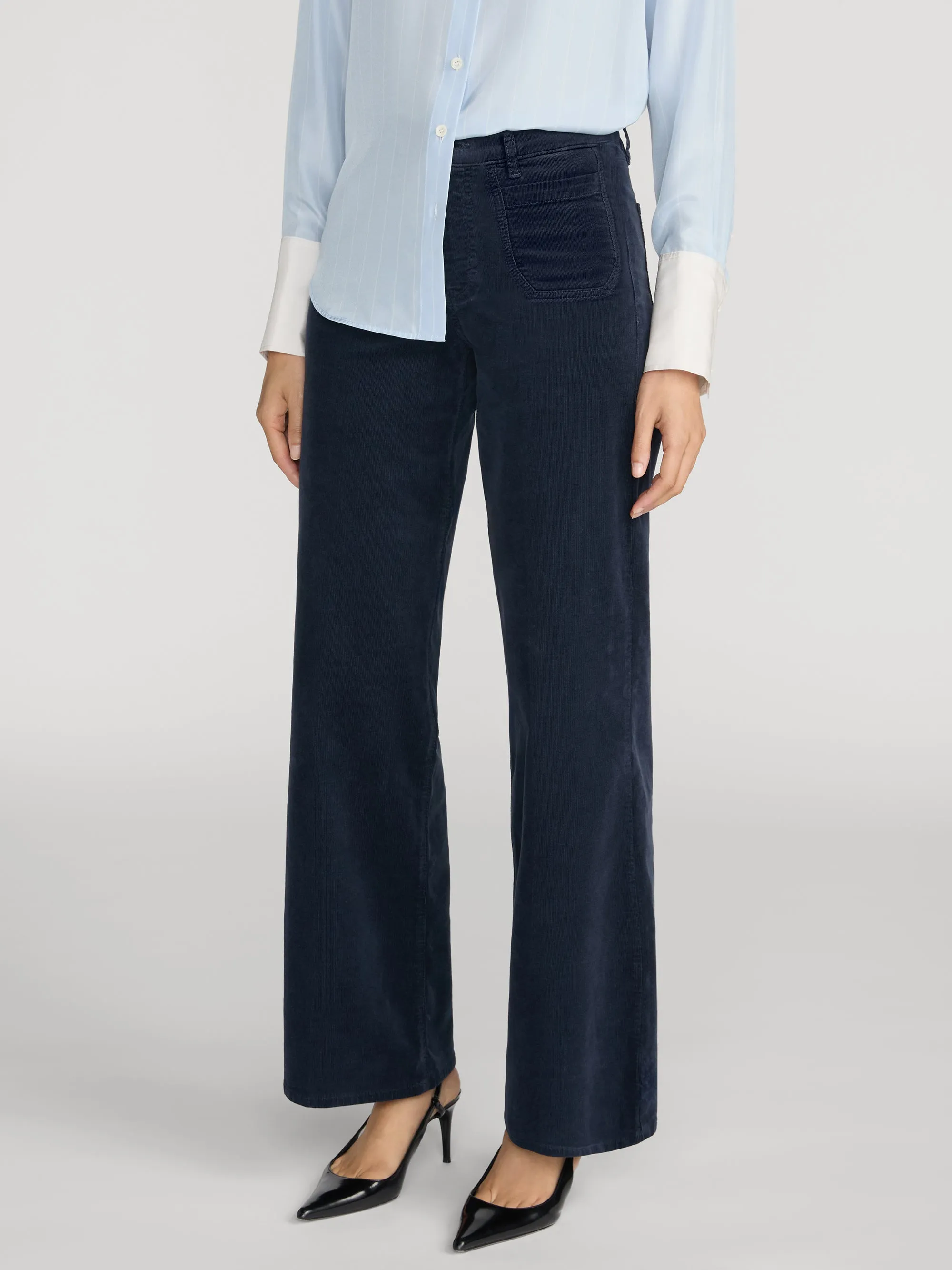 Le Slim Palazzo Modernist Pocket Corduroy -- Navy sold by Frame Denim product image thumbnail 3