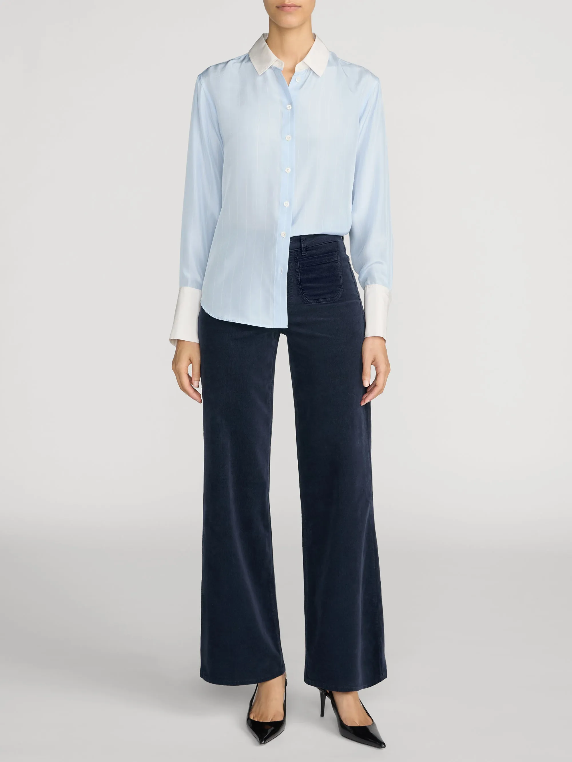 Le Slim Palazzo Modernist Pocket Corduroy -- Navy sold by Frame Denim product image thumbnail 2