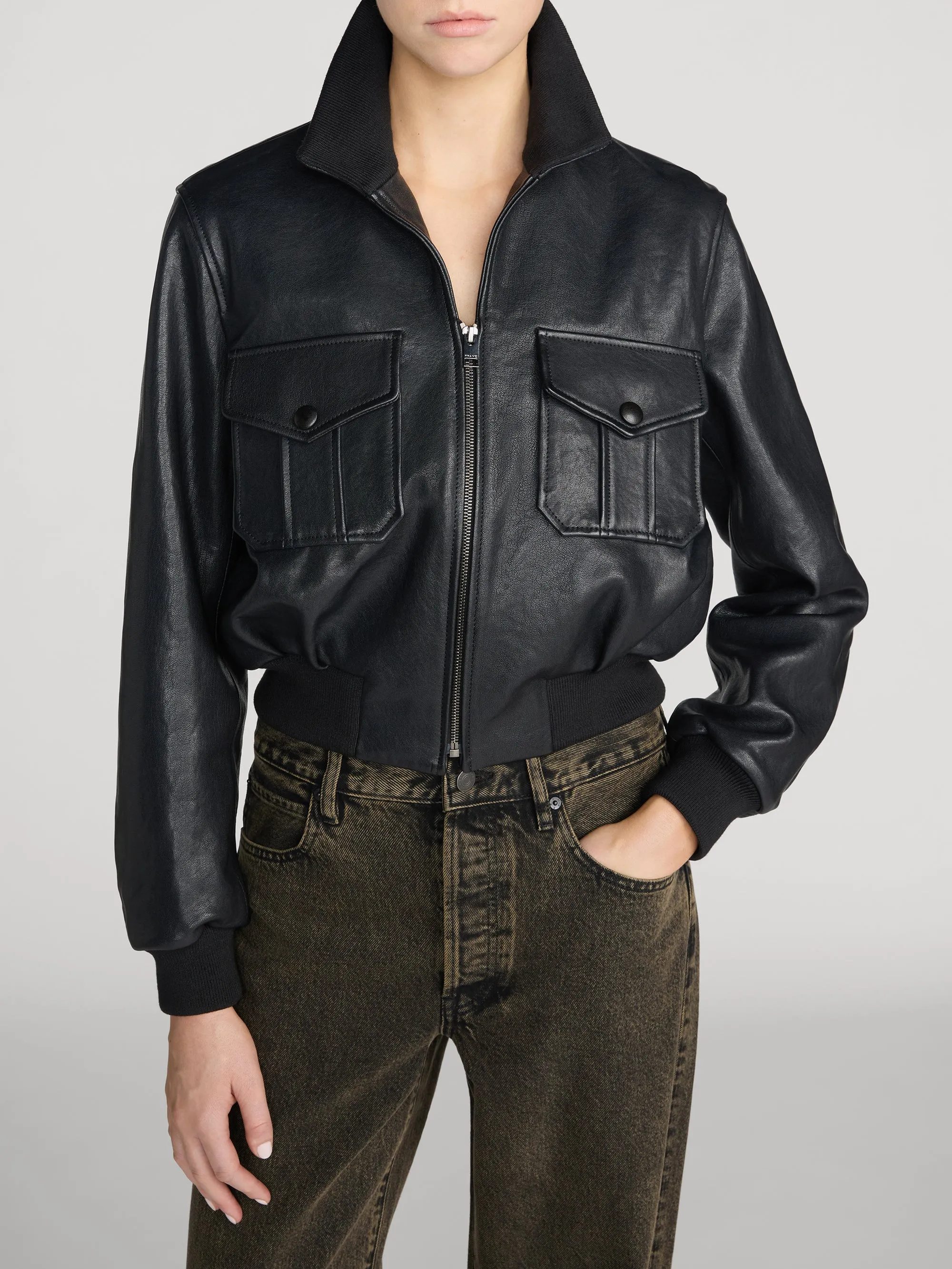 The Leather Ace Jacket -- Black sold by Frame Denim product image thumbnail 3