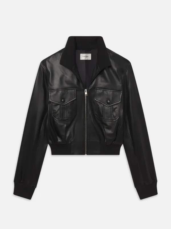 The Leather Ace Jacket -- Black made by Frame Denim
