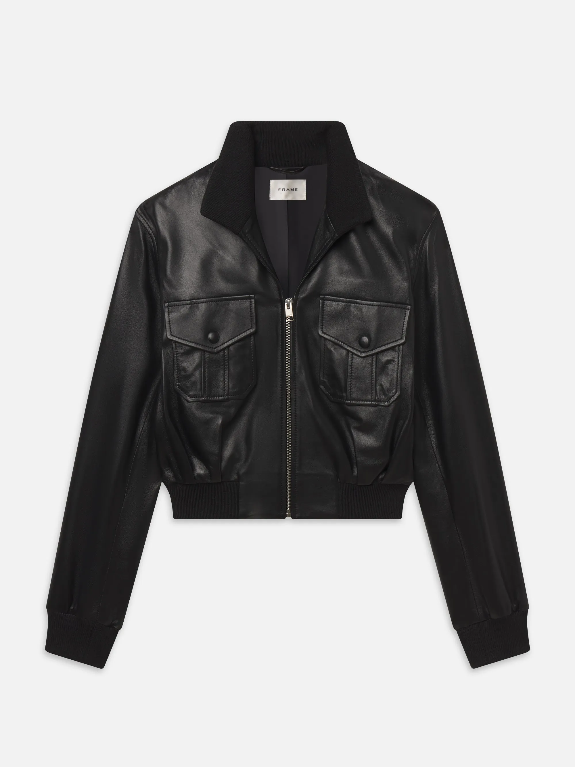 The Leather Ace Jacket -- Black sold by Frame Denim