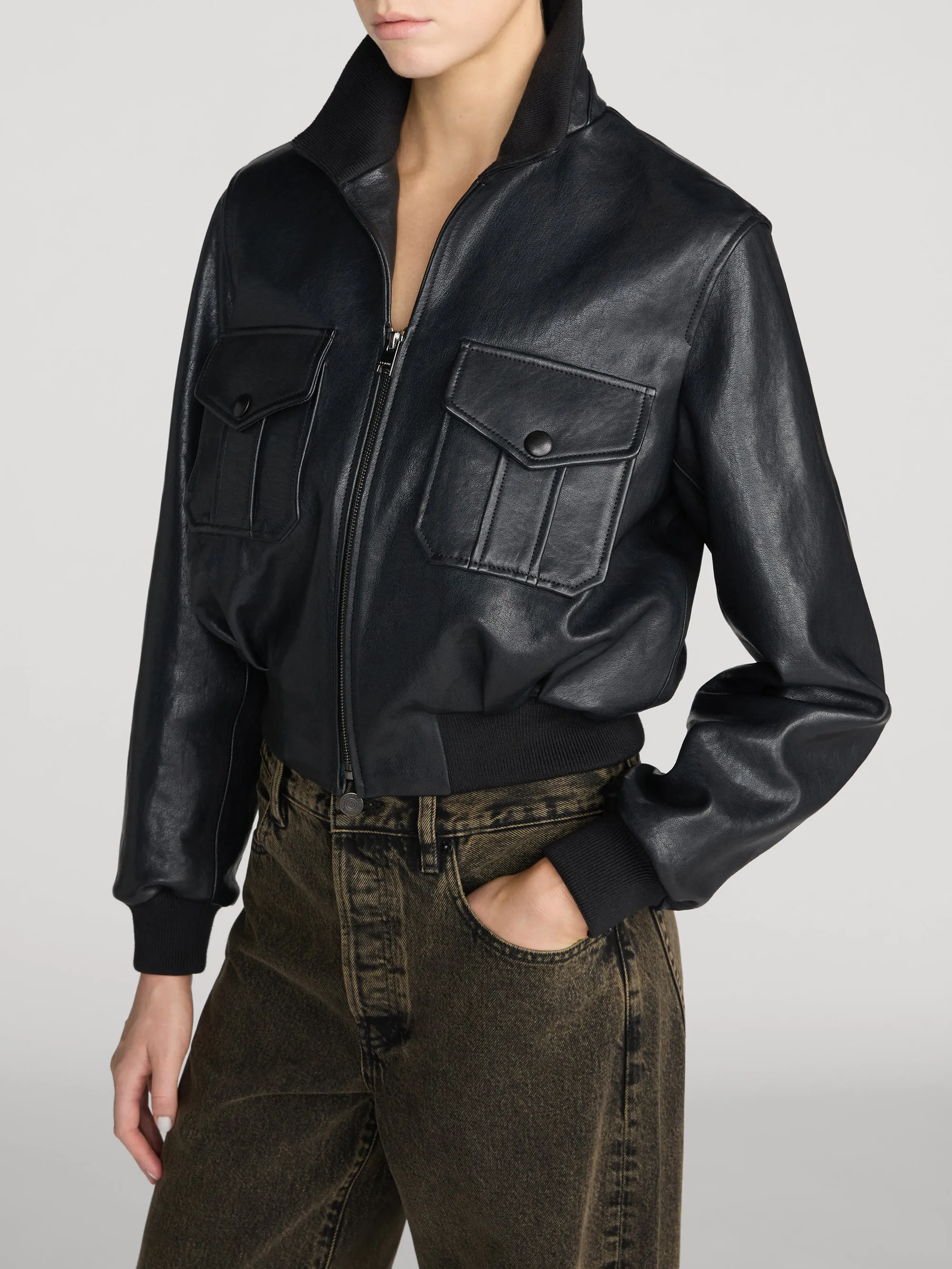 The Leather Ace Jacket -- Black sold by Frame Denim product image thumbnail 4